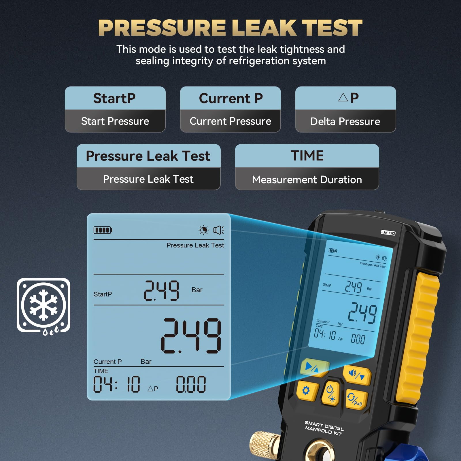 LM130 Medidor de vacío digital inteligente Manómetro HVAC | Rango de presión: 0 – 870 psi, rango de vacío 1 – 0 bar, precisión de presión/vacío ± 0,5% | Rango de presión: 0 – 870 psi, rango de vacío 1 – 0 bar, precisión de presión/vacío ± 0,5 %