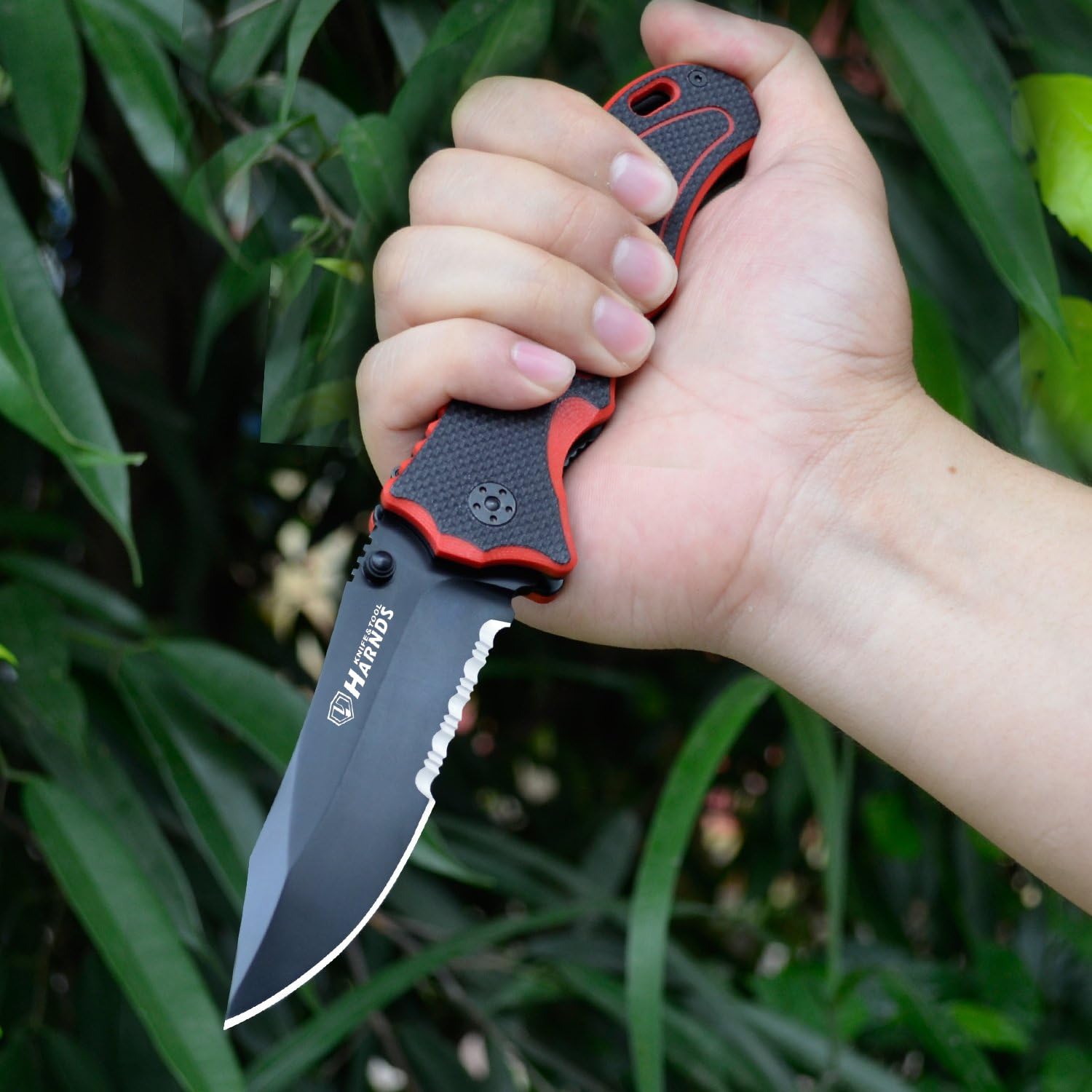 Harnds Folding Hunting Knife 4.2 - Blade Military-Grade Double Safety Lock Tactical Gear with Sheath : Sports & Outdoors