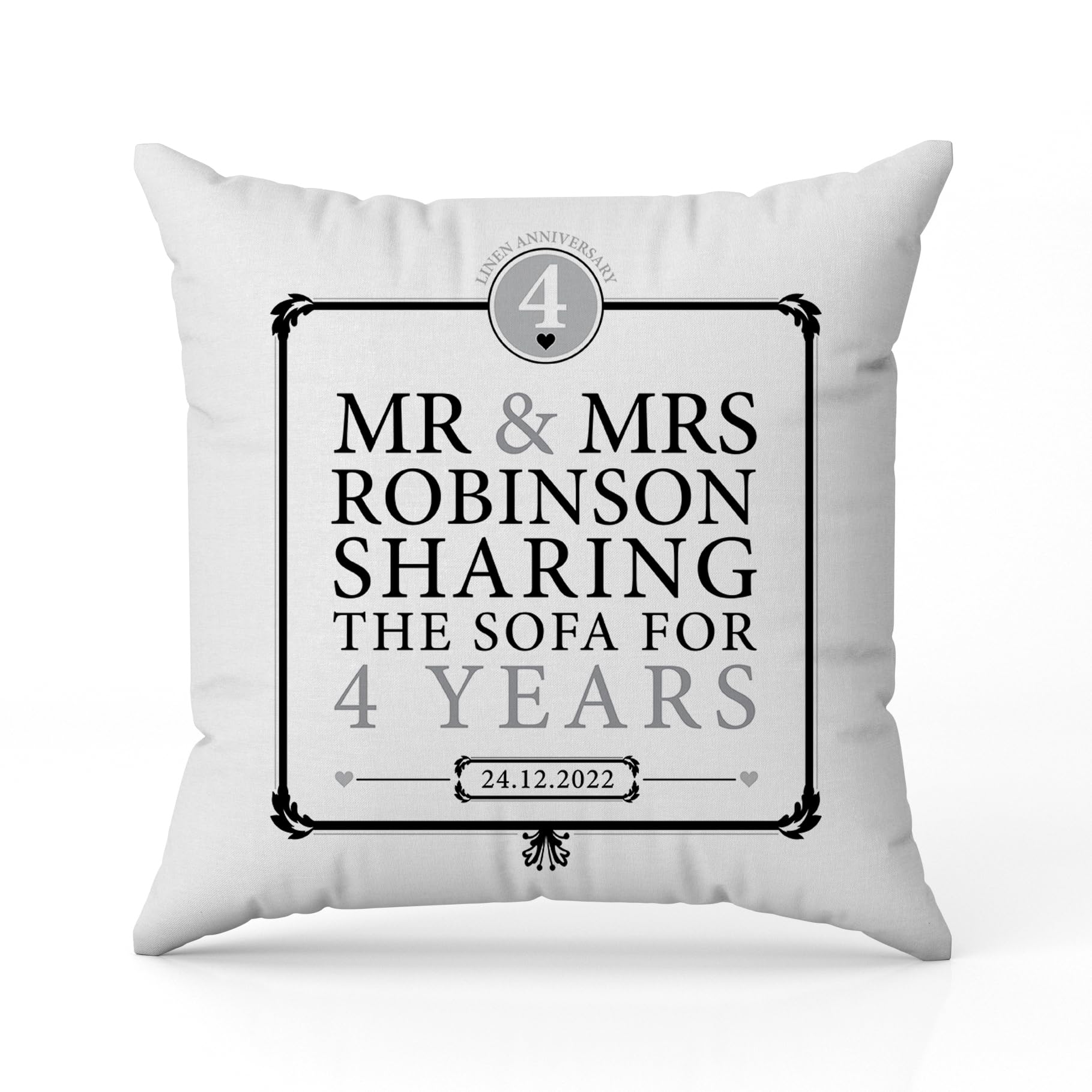 The Gift Experience Personalised 4th Anniversary Sharing The Sofa Pillow Cushion With Insert, Home Decor, Gifts for Family, Wedding Gifts, Personalised Gifts