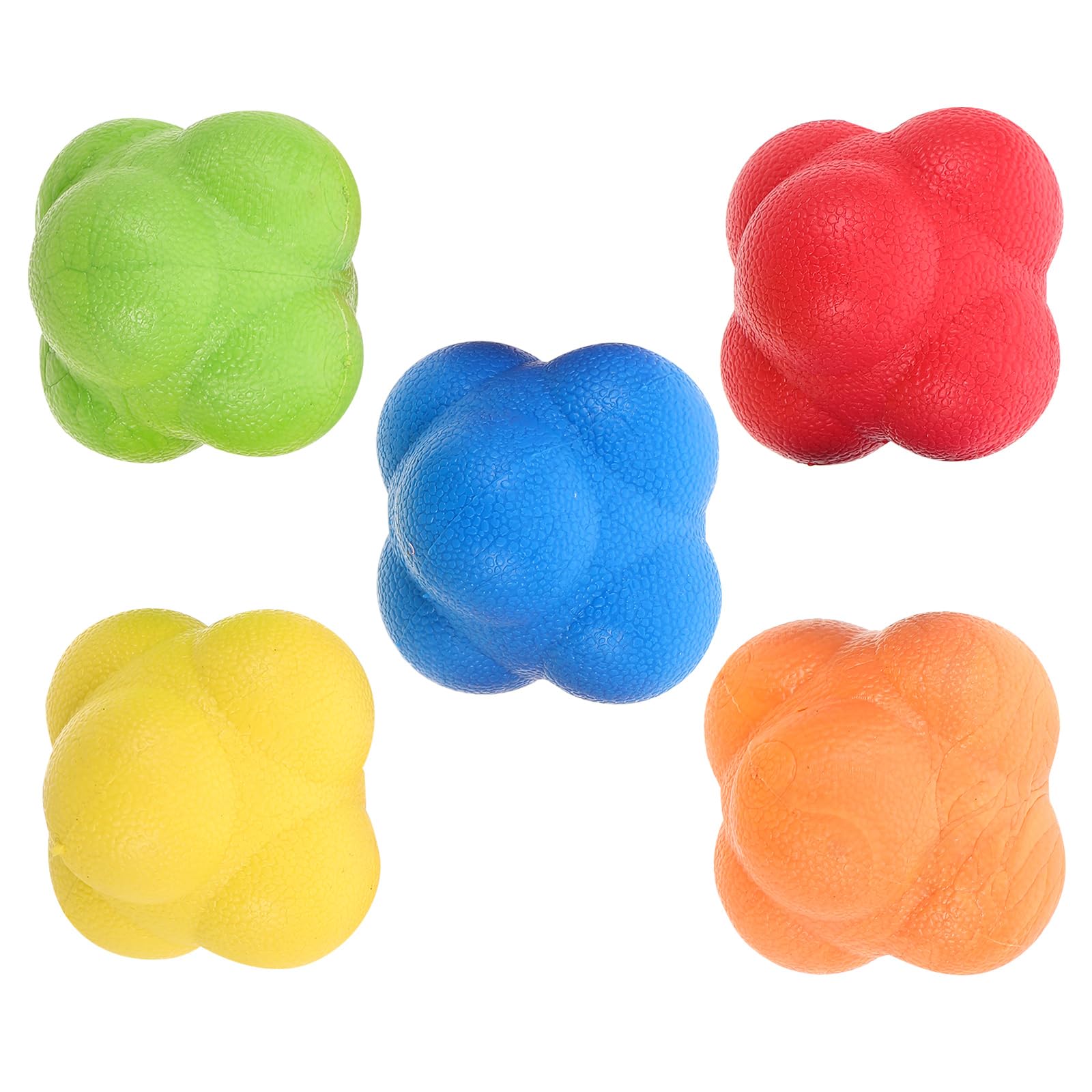 NOLITOY Reaction Training Ball 5 Pcs Set Hexagon Agility Bounce Ball for Speed Response Hand Eye Coordination Boxing Goalkeeper Cricket Athletics Training for Athletes Kids and Pets