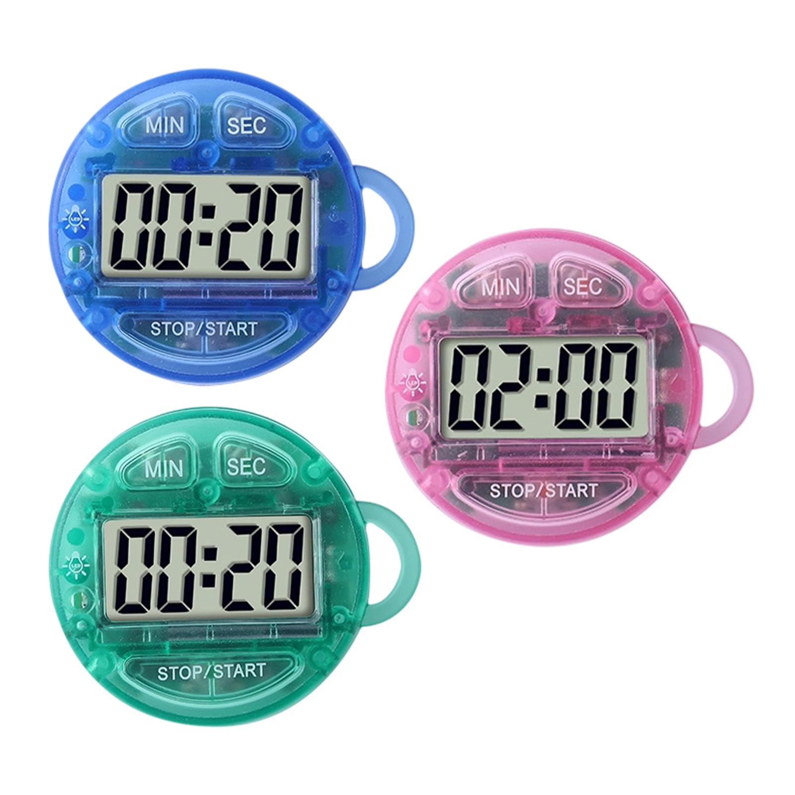 Tsophreniq 2 Pcs LED Flashing Digital Timer Translucent Visual Countdown Stopwatch with Loud Alarm, Large Easy Read LCD Digital Timer