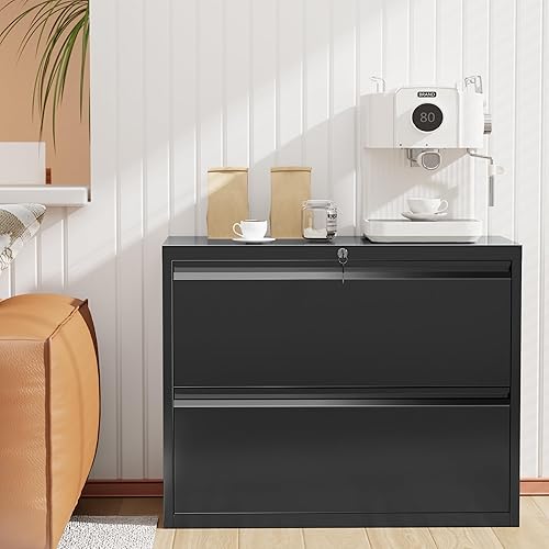 Miniatura 43 de Bonusall Archivador vertical con cerradura de 3 cajones de bloqueo vertical, archivador de oficina de metal, organizador horizontal con estante 10