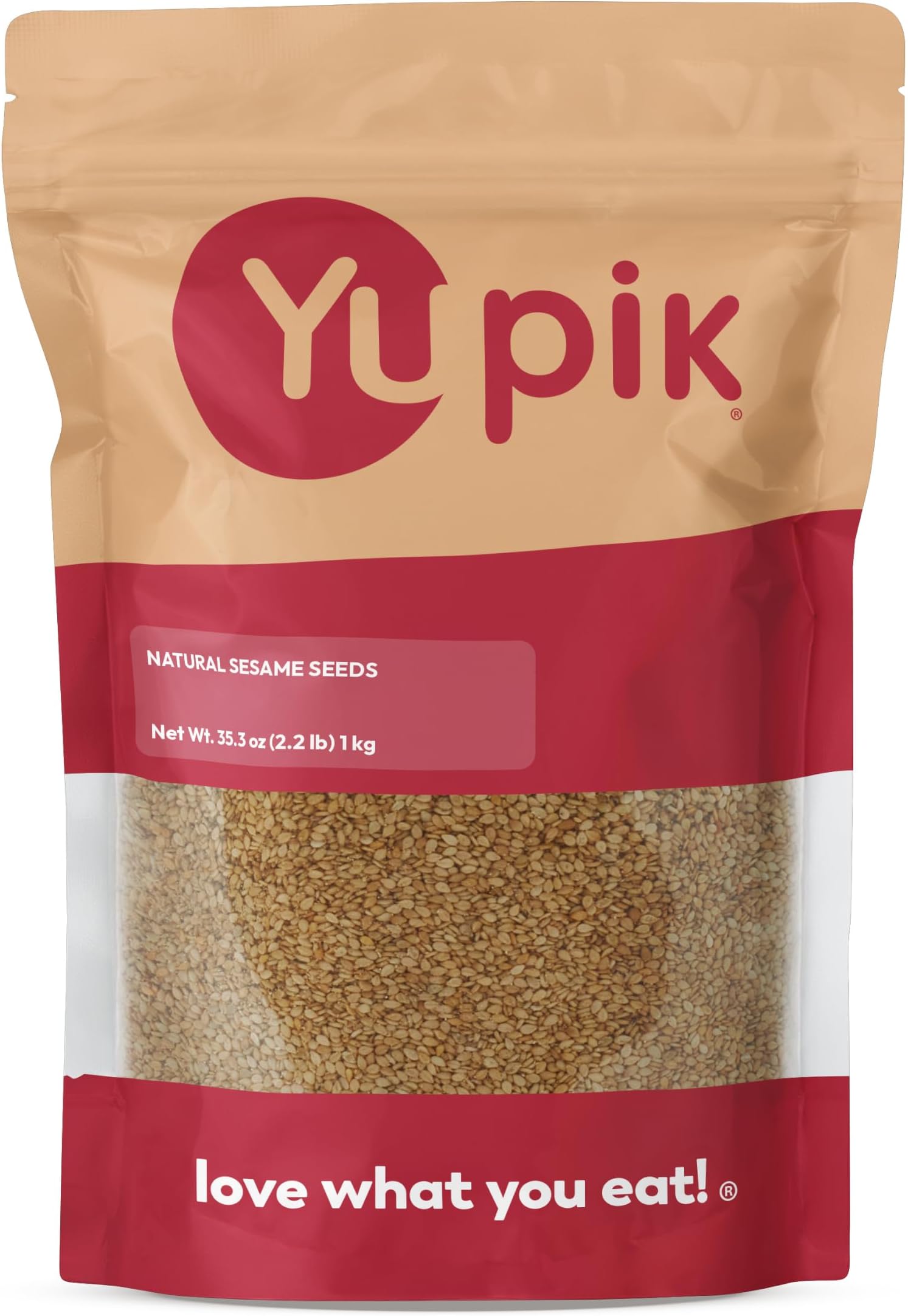 Natural Sesame Seeds, 2.2 lb (35.2 oz), Gluten-Free, GMO-Free, Kosher, Vegan, Raw, Unroasted, Unsalted, Plant-Based Protein, Source of Fiber & Iron, Ideal for Topping, Cooking & Baking