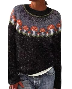 LIZALIG Fall Sweaters for Women Cozy Fall Fashion Fair Isle Knit Sweater Winter Tops Trendy Clothes