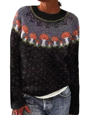 LIZALIG Fall Sweaters for Women Cozy Fall Fashion Fair Isle Knit Sweater Winter Tops Trendy Clothes