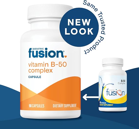 Bariatric Fusion Vitamin B-50 Complex | Vegan B Complex Vitamins for Women and Men | Easy to Swallow Vitamin B Complex Capsule | 8 B Vitamins Including Vitamin B12 | 90 Count | 3 Month Supply