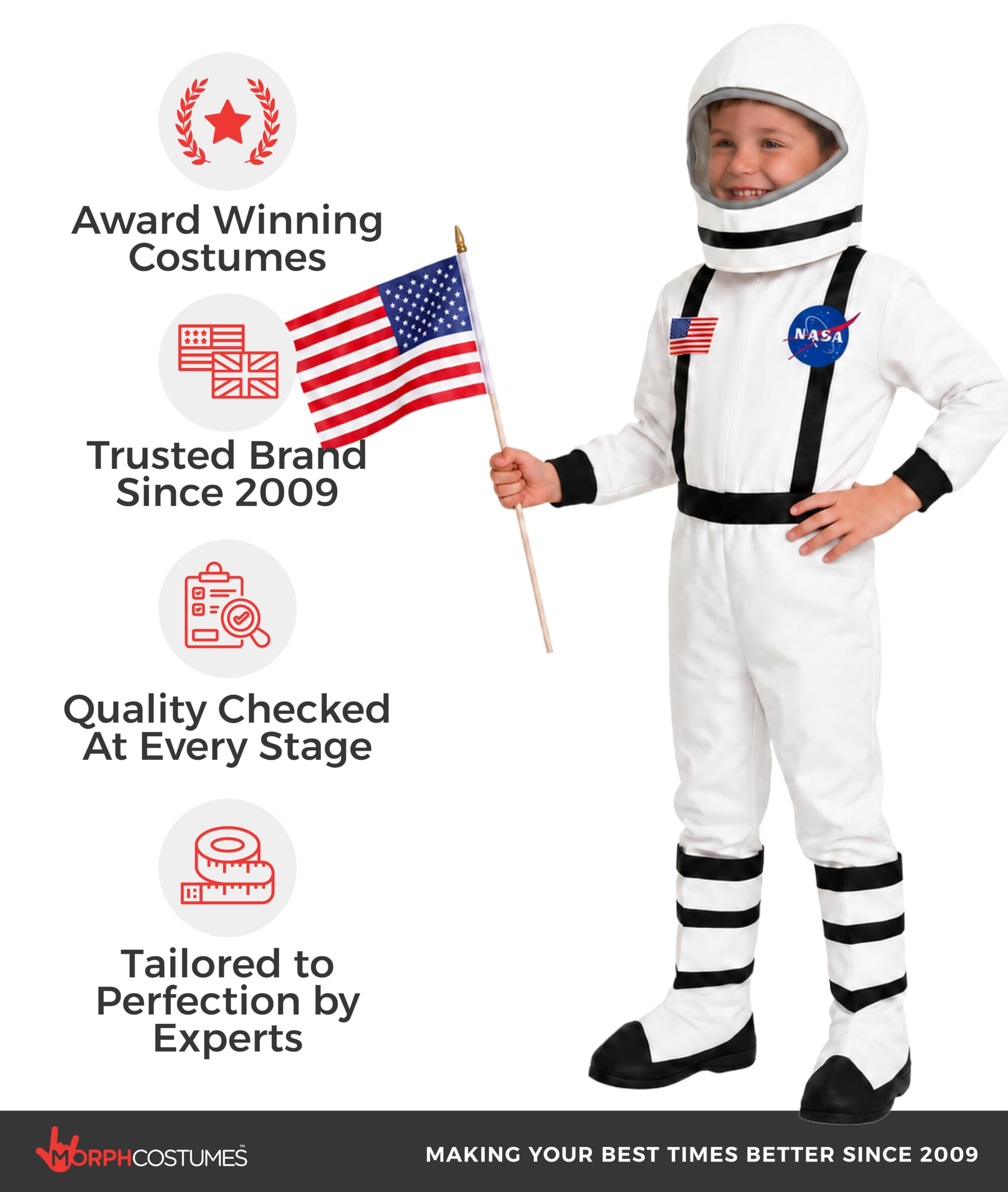 TOLOYE Déguisement d'astronaute pour enfant, costume d'astronaute avec casque, sac et gants, cadeau pour enfant, pour carnaval, Halloween, Noël, anniversaire Taille M