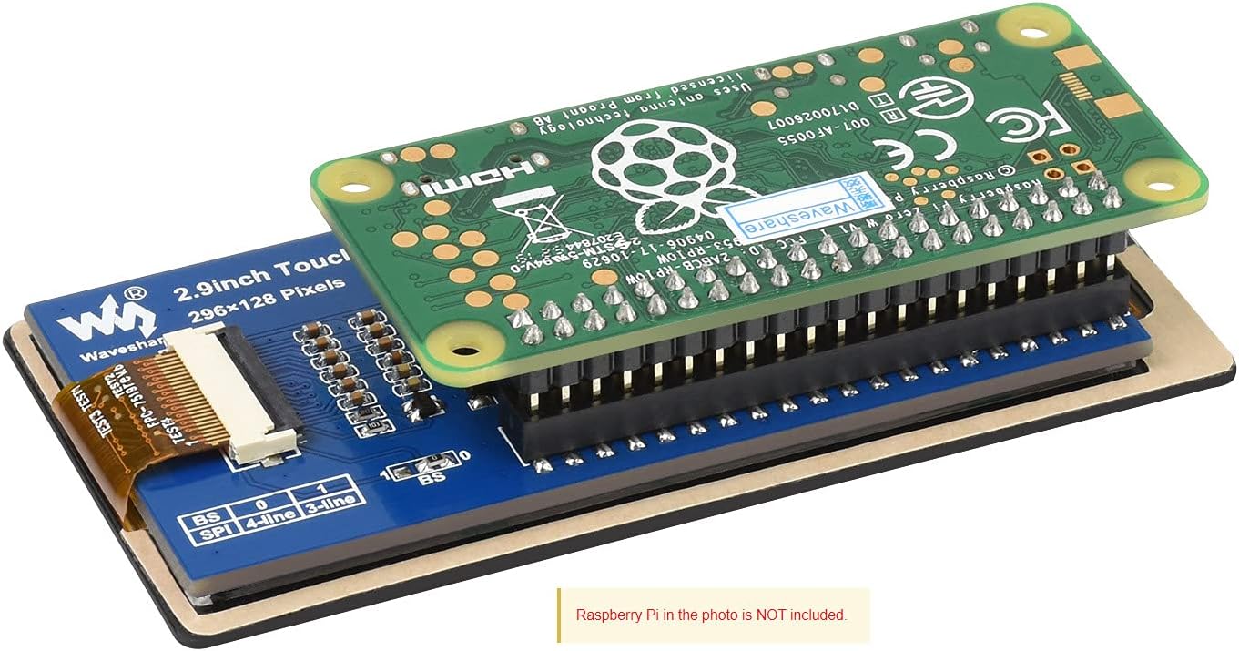 Waveshare 2.9inch Touch E-Paper E-Ink Display HAT Compatible with Raspberry Pi4B/3B+/3B/2B/B+/A+/Zero/Zero W/WH/Zero 2W 296×128 Pixels 5-Points Capacitive Touch SPI Interface Support Partial Refresh