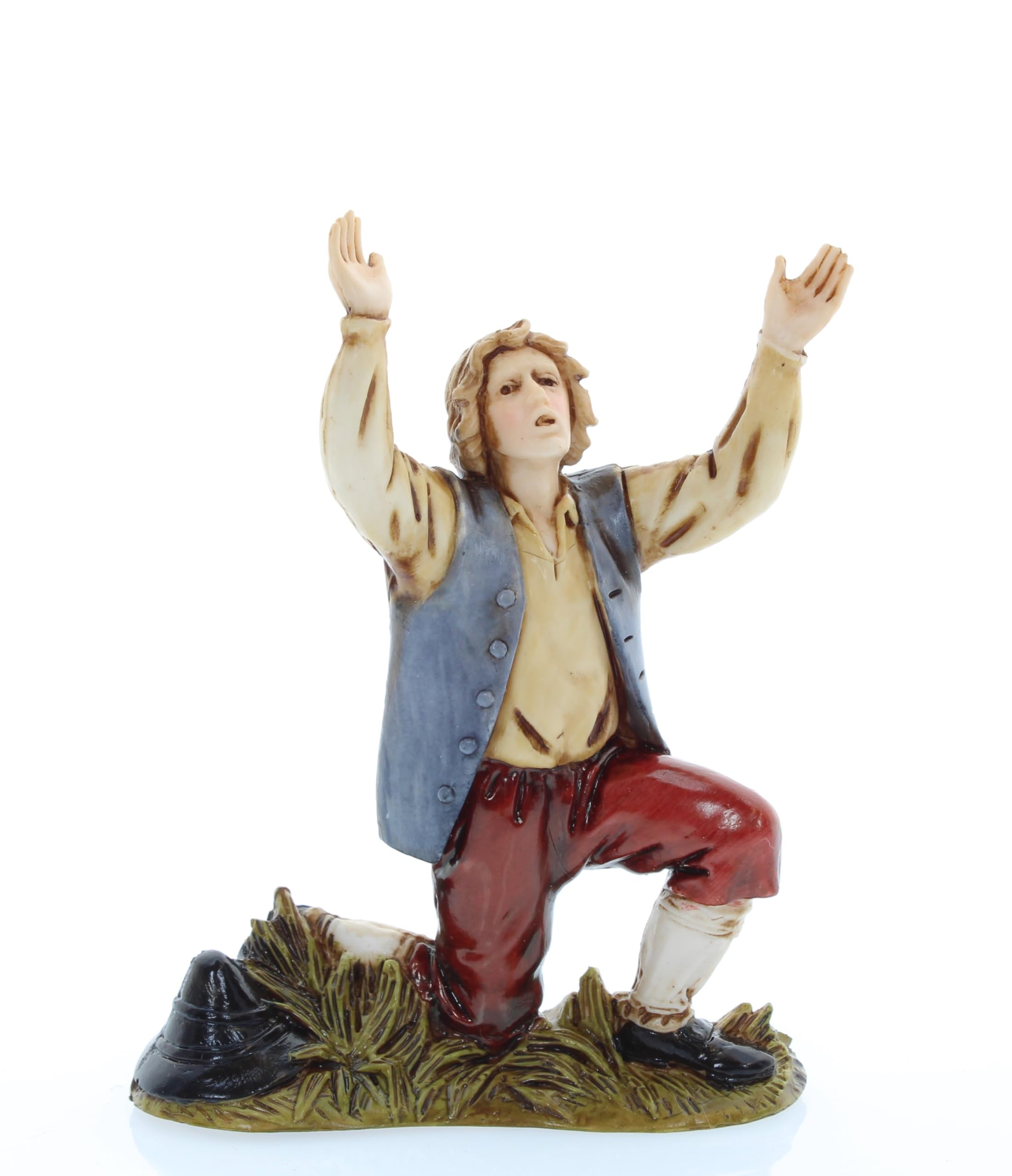 Moranduzzo Maravillado Arrodillado para Belén de 10 Cm Escala 1:20 - Figuras de Belén Indestructibles - Estilo 700', Pintura Acabada a Mano, Producto Oficial, Escultor M. Landi