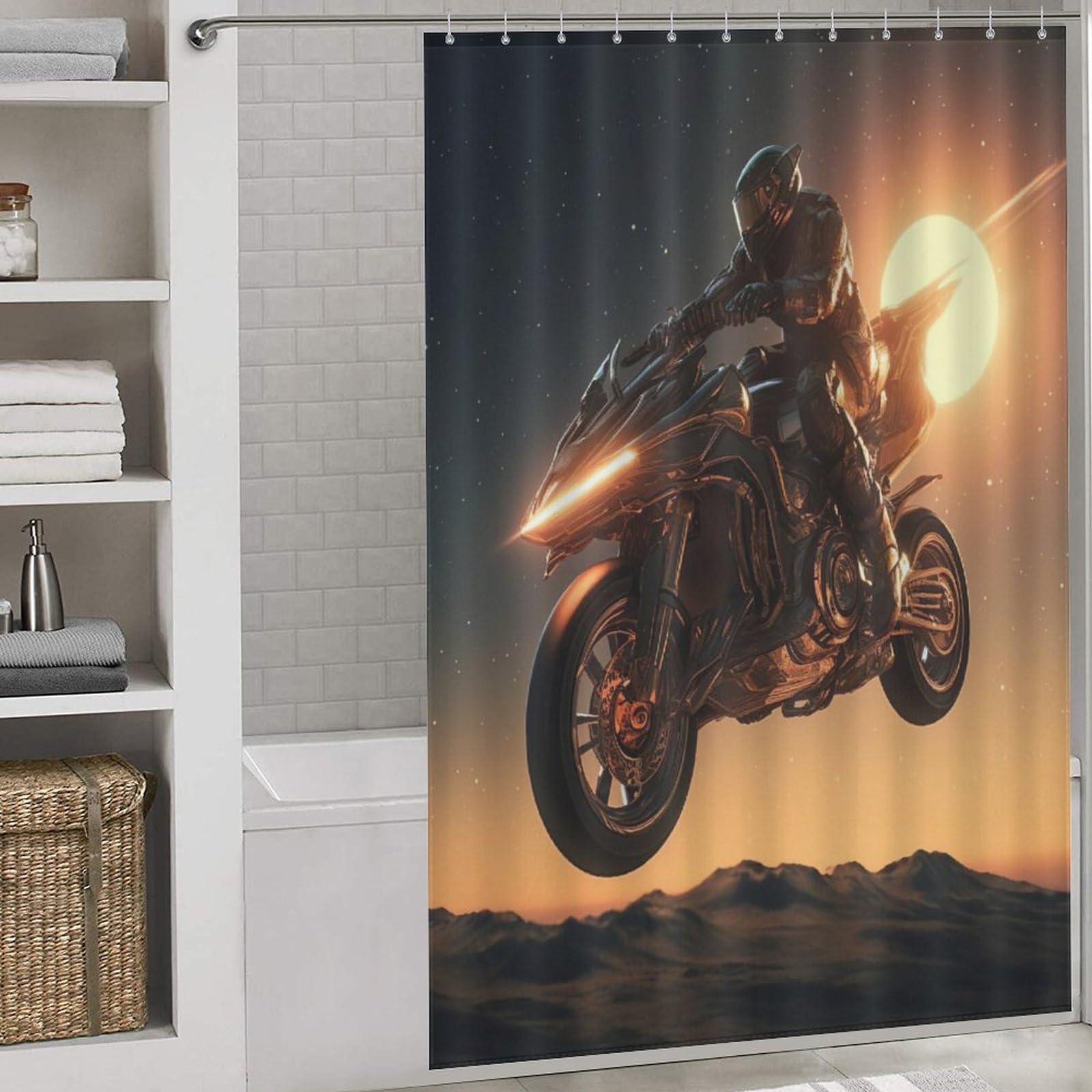 Rideau de douche moto 152x183 cm en polyester imperméable