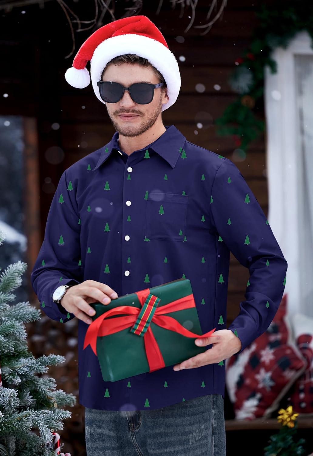 Arvilhill Men's Christmas Shirts Long Sleeve Ugly Xmas Button Shirts (S-XXL) - Image 7