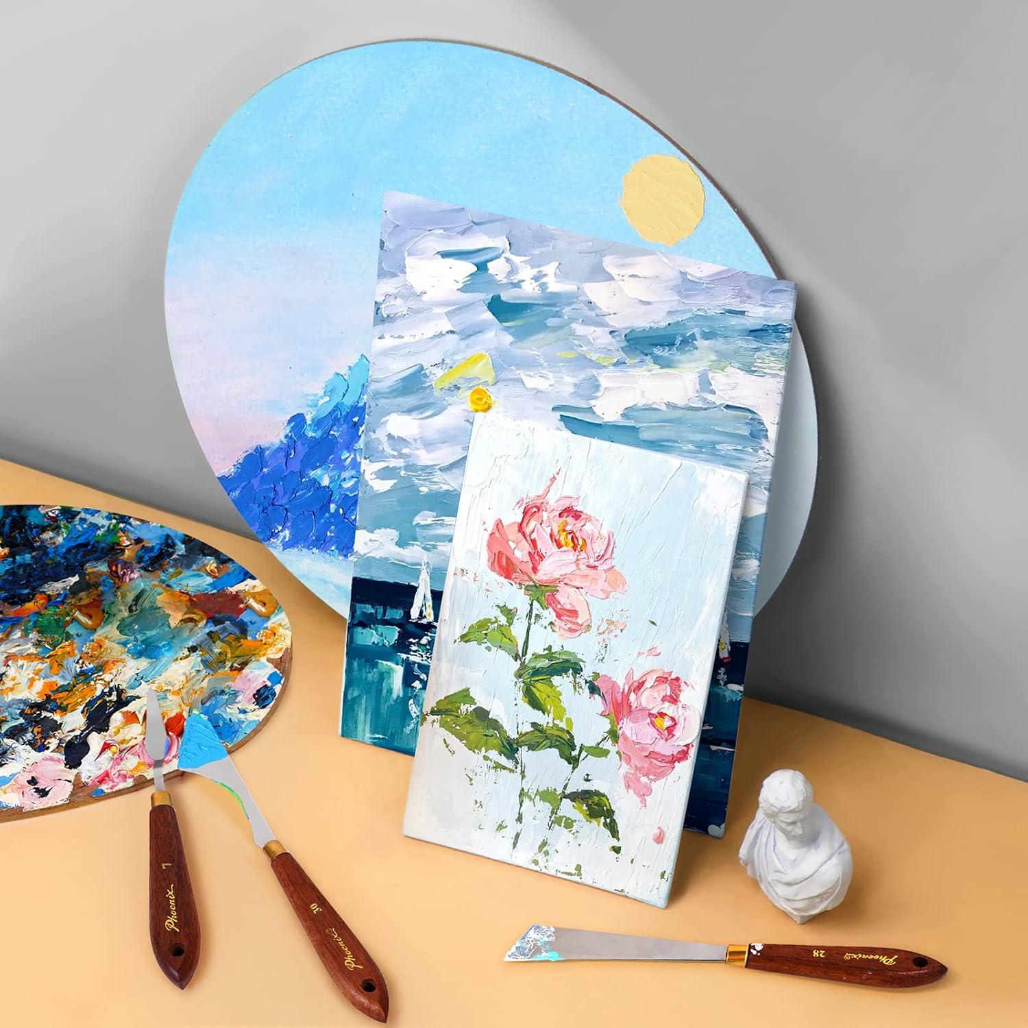 3 Pieces Palette Knife Set Stainless Steel Spatula palette knife for oil painting acrylic painting, Lightwish Painting Knife with Wood Handle for Artist Painting supplies : Arts, Crafts & Sewing