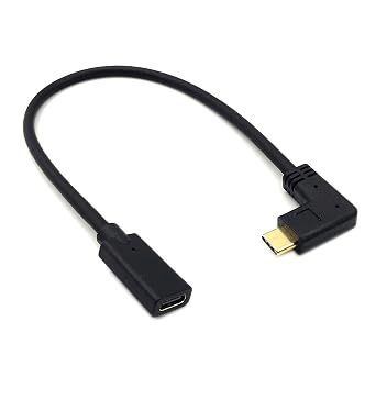 Poyiccot USB C Extension Cable 1ft, USB C Right Angle Extension Cable Short, PD 3.1 90 Degree Type C Extender Cord with 3A Fast Charing for Laptop PC Mobile Phone