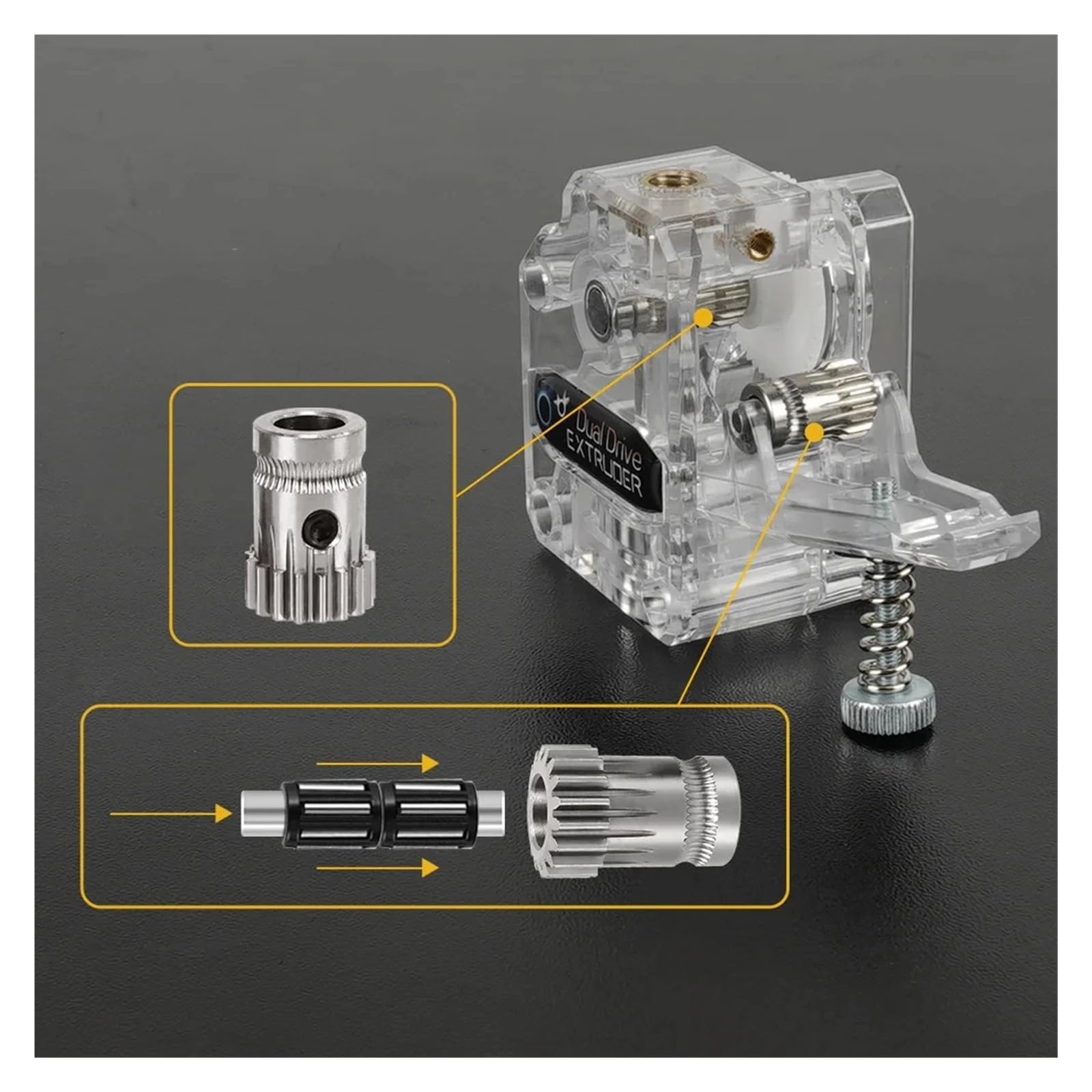 Compatible con impresora 3D Prusa, BMG de doble unidad extrusora | Engranajes de acero endurecido, Bowden/direct, for extrusora BMG, duraderos y precisos(Hardened steel,2set)