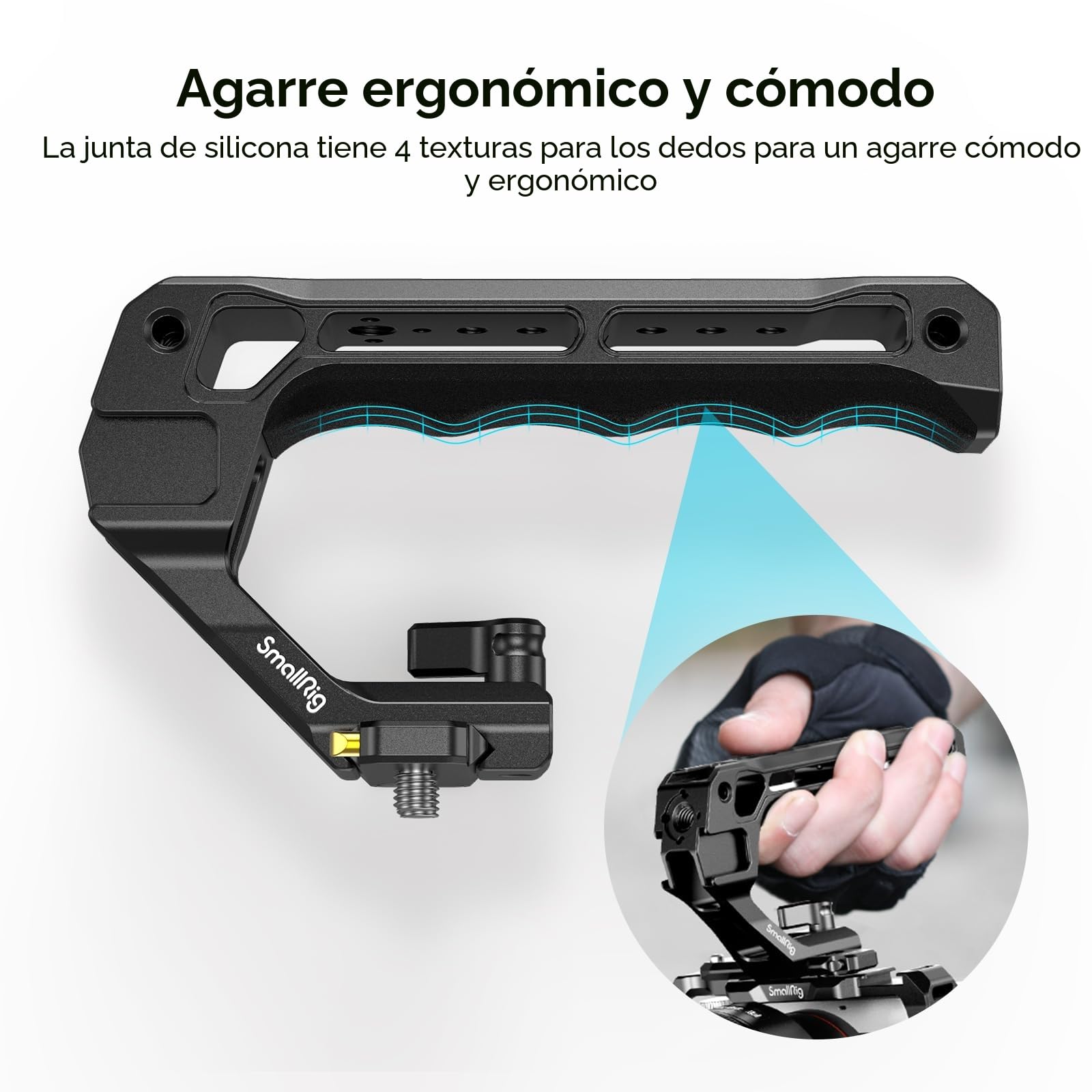 SMALLRIG NATO Top Handle Ligero , Mango NATO de Liberación Rápida con NATO Rail para Jaula de Cámara DSLR, Top Handle Universal con 5 Adaptadores de Zapata - 4345