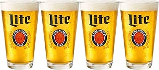 LORD'S ROCKS Miller Lite Beer Glasses 16oz Pint Glass - Set of 4 Authentically Licensed Compatible