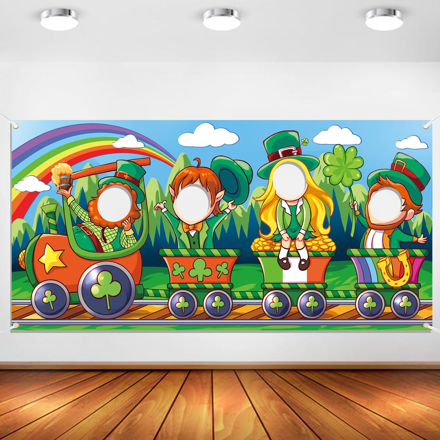 Fotohintergrund St. Patrick’s Day – Kleeblatt Design Auf Holzoptik, 2,4x1,8m