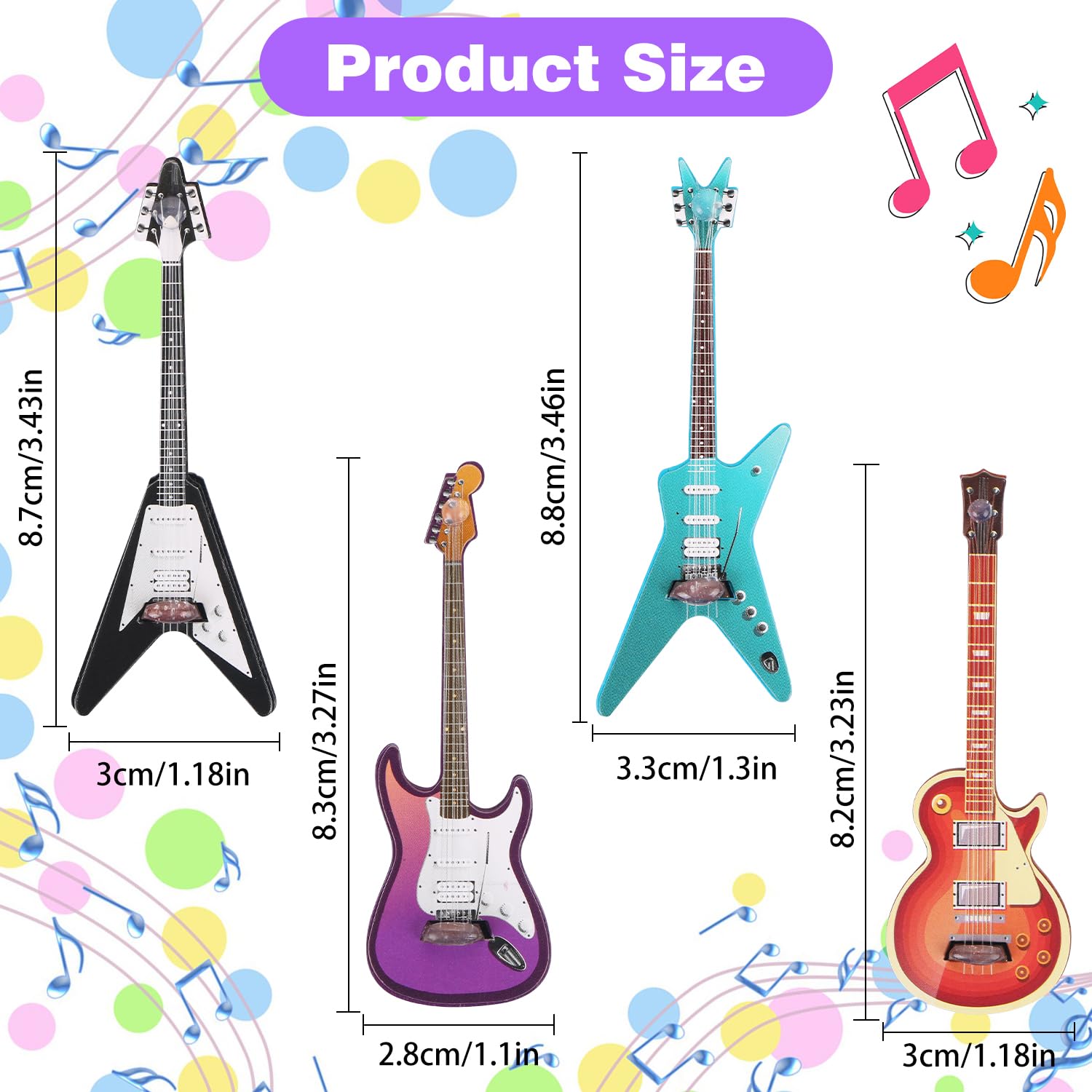UHOMENY 4pcs Mini Guitar Set Wooden Miniature Musical Instrument Ornament Small Guitar Statue for Doll House Model Home Mini Music Room Landscape Decorations - Image 2