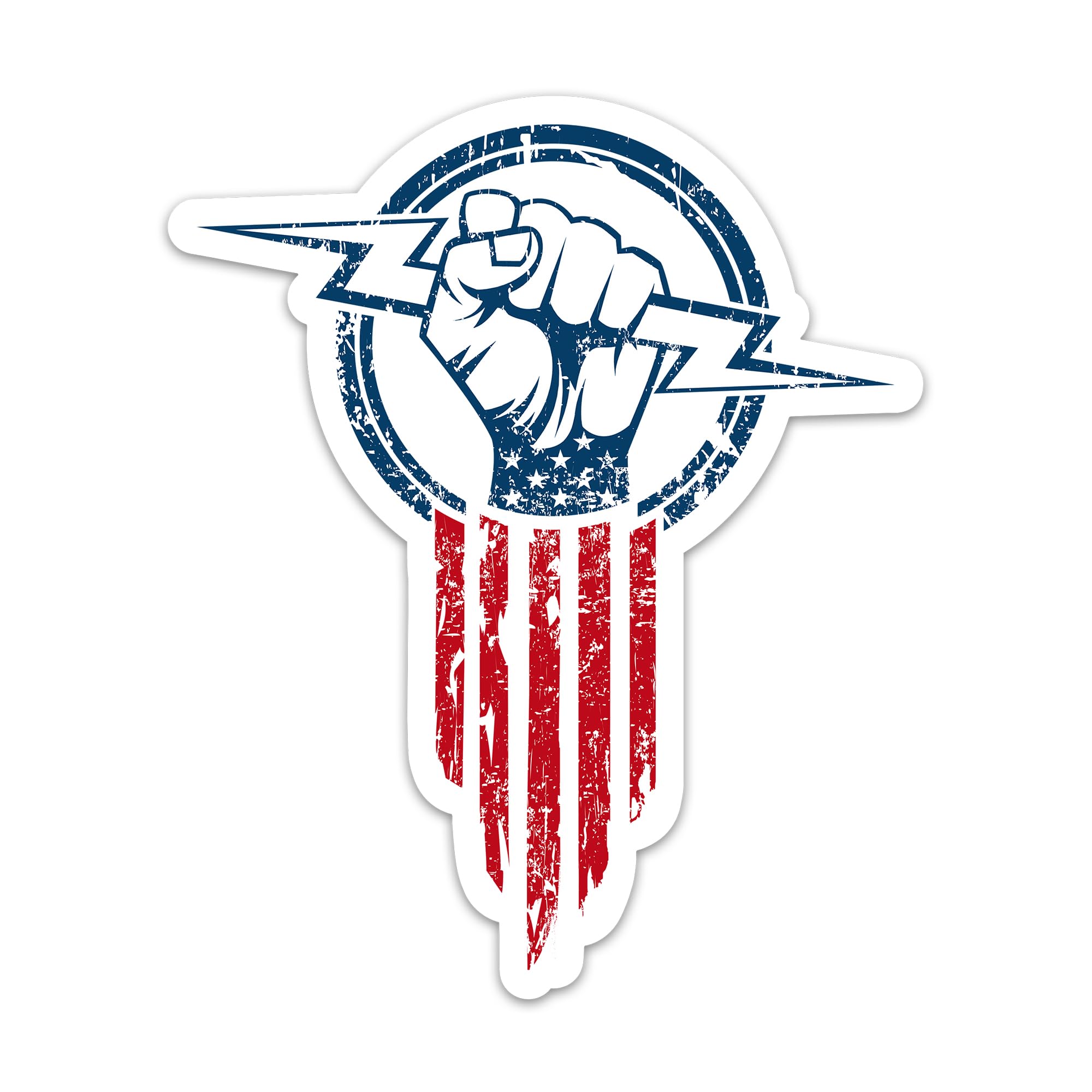 Electrician American Hero Hand Holding Thunder Sticker, Lineman Electrical Worker Stickers, Blue Collar Decals Waterproof Vinyl Stickers for Hard Hat