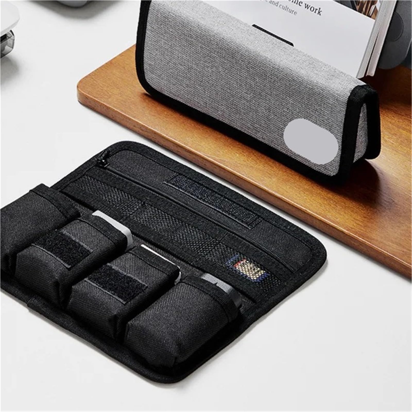 Organizer Cavi Borsa da Viaggio Digitale Borsa for Organizer for Cavi, batterie, Organizer for la conservazione, Custodia Protettiva Semplice da Viaggio(Black-L)