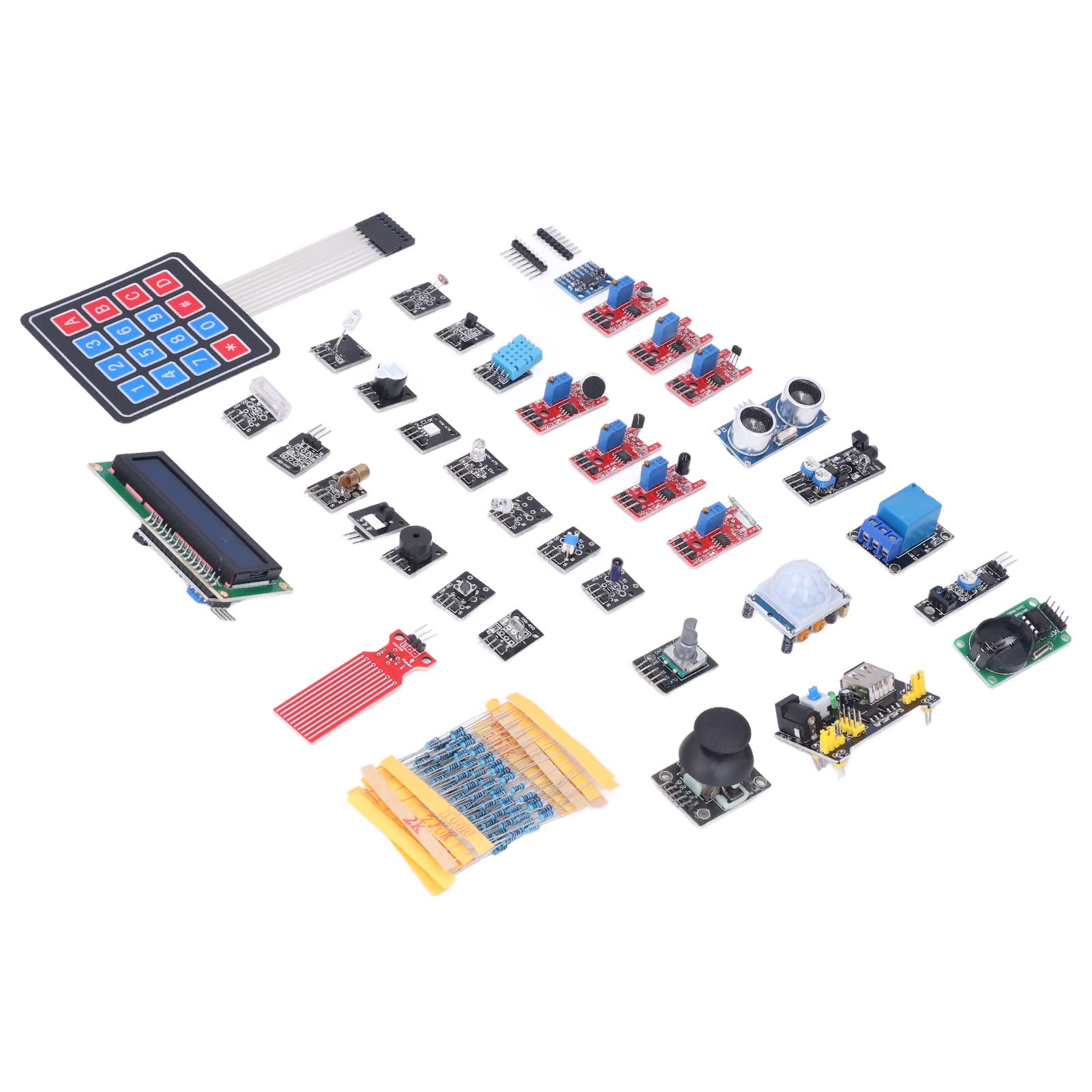 Kit de componentes electrónicos de módulo de Sensor de 37 Piezas con Resistencia de 100 Piezas práctico para usuarios de RPI
