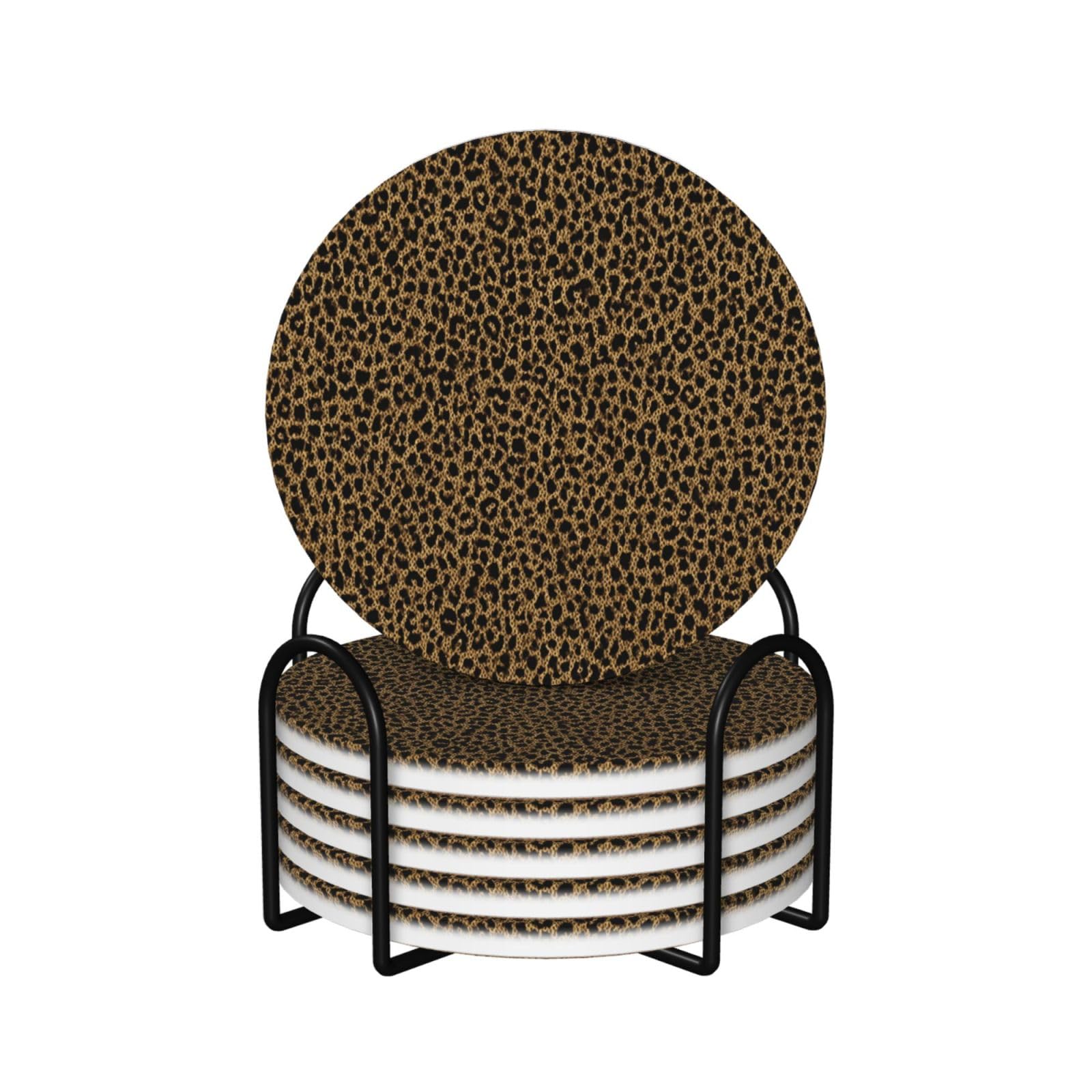 Dessous de verre en céramique léopard haut de gamme avec socle de protection moderne