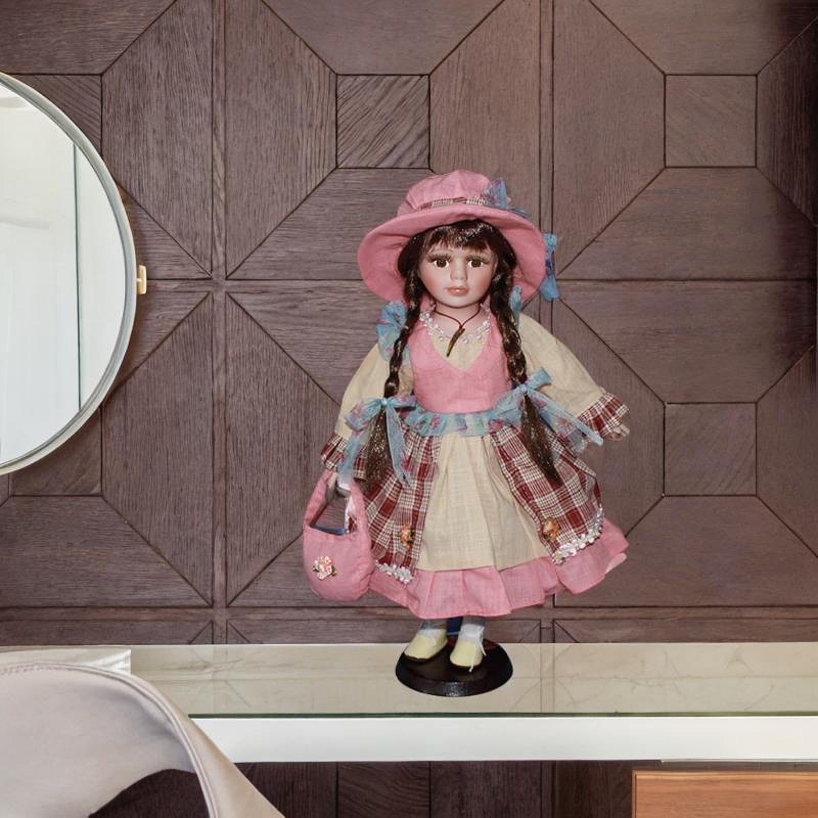 15.75" Bambola di Porcellana Decorativa in Ceramica Con Abito per la Decorazione