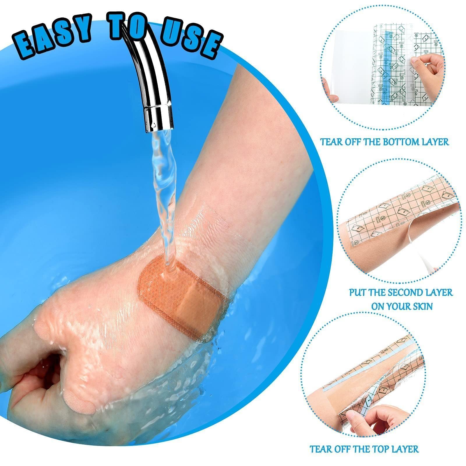 Benda Adesiva Elastica Impermeabile Pd Catetere Per Dialisi Copertura Per Doccia Scudi Per Ferite-50 Pezzi/100 Pezzi,20 × 20 Cm Scudo Per Doccia Catetere Barriera D'Acqua Per Stomia,Dialisi,50Pcs