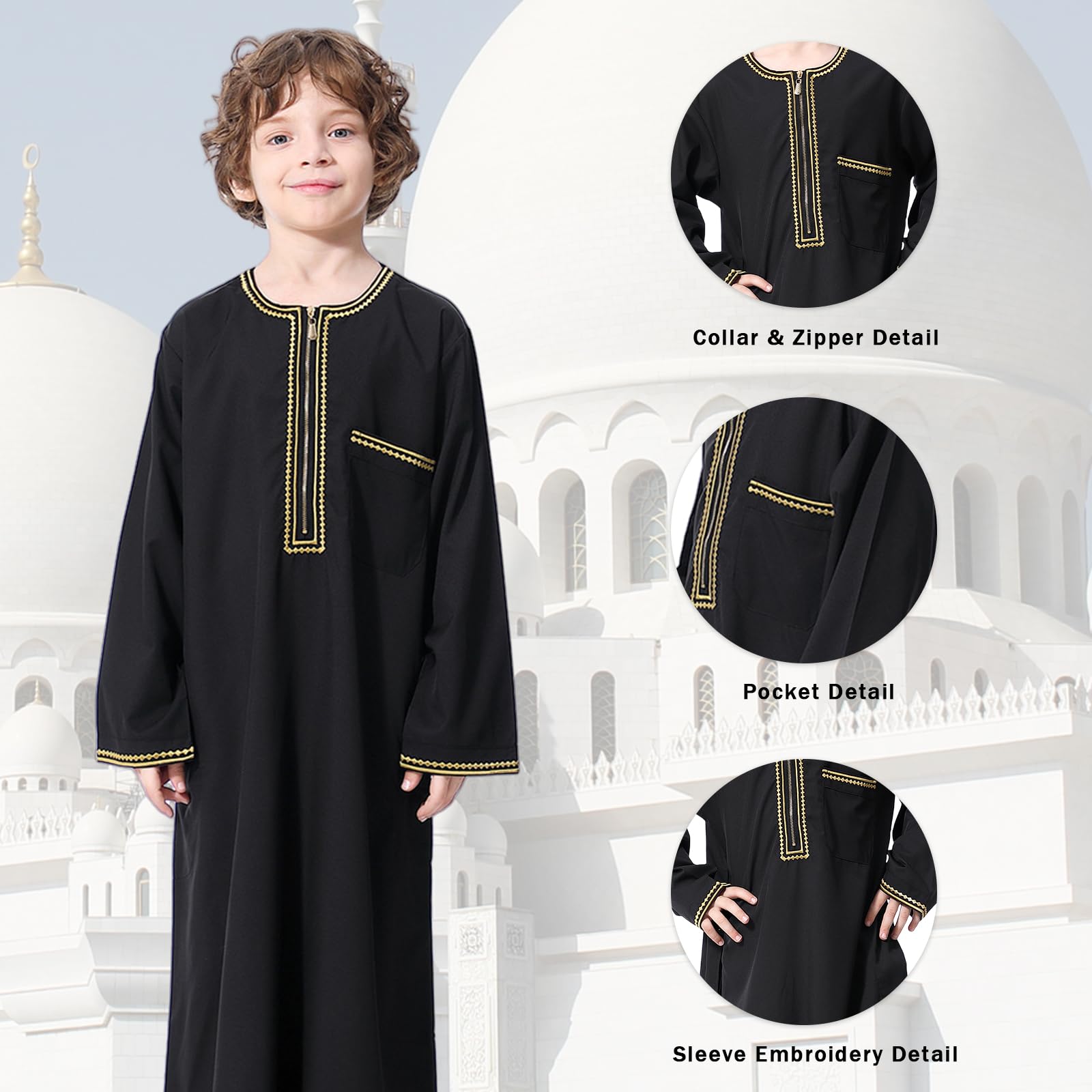 Kinder Abaya Kaftan,Muslimische Kinder Jungen Jubba Thobe,Kaftan Kinder Jungen,Gebetskleidung für Kinder,Dubai Langarm Jubba Thobe für Jungen,Eid Kleider