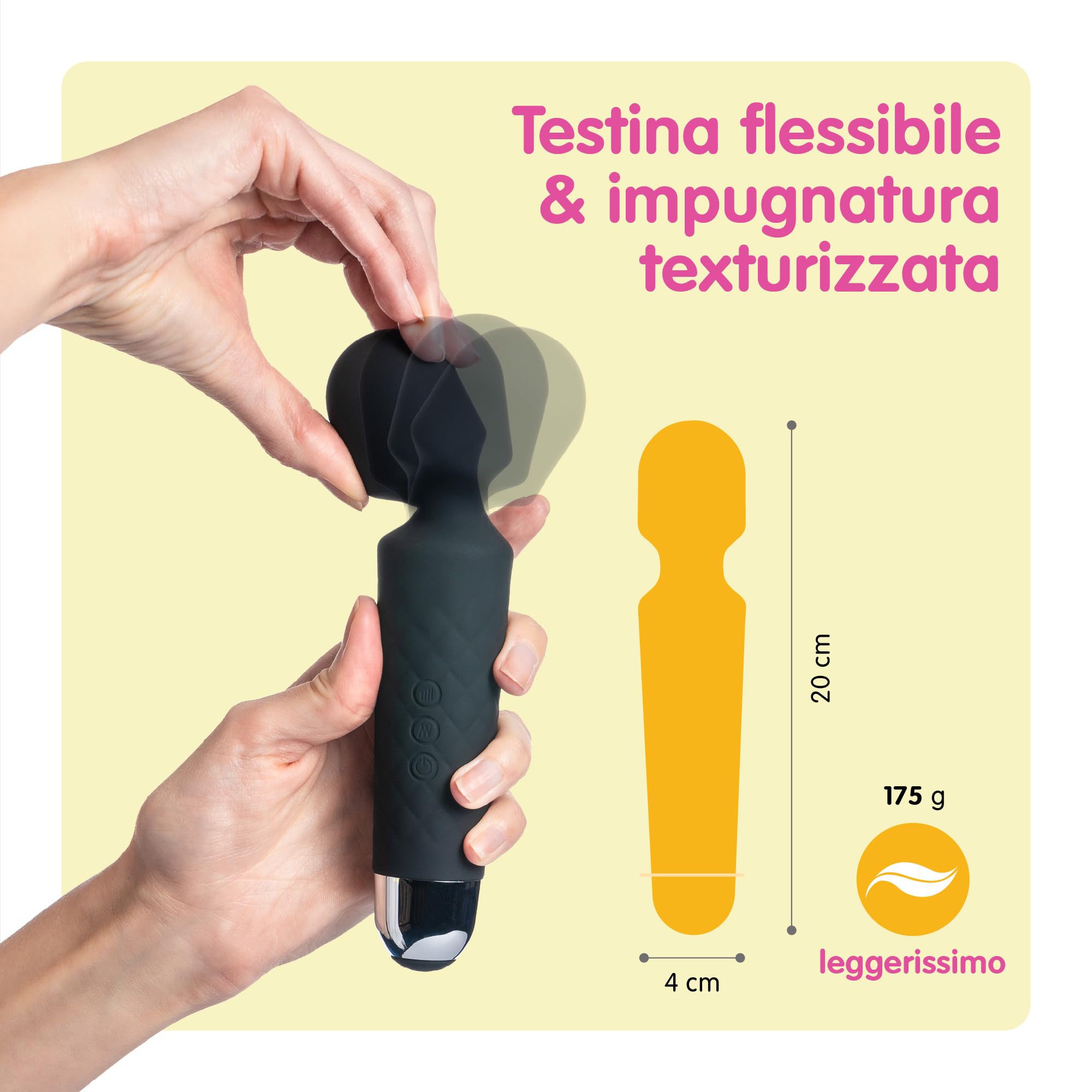 Oliver James Massaggiante Personale Elettrica, 20 modalità di vibrazione 8 velocità per Massaggi Rilassanti e per Alleviare la Tensione Muscolare, borsa da viaggio (Edizione limitata: Memoria Nero)