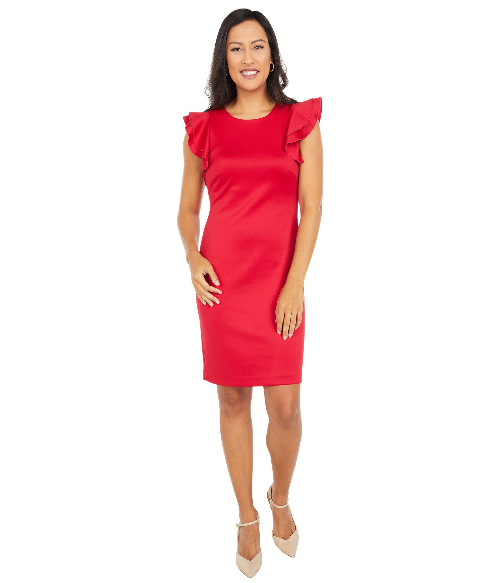 Tommy Hilfiger Womens Polyester Spandex Pattern Sheath Midi Layered Dress