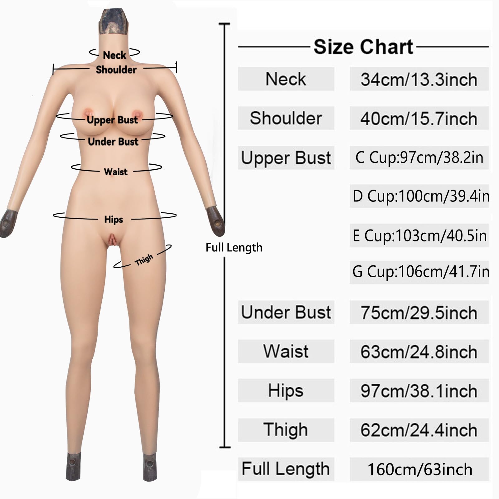 Body in silicone Body integrale Coppa C-G Body finto Body in silicone Darg per crossdresser transgender Dargqueen