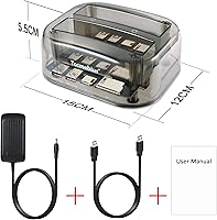 Vista 6 de TCC-S865 USB 3.0 a SATA IDE Dual Slots Externo Transparente Disco Duro Estación de Acoplamiento con Lector de Tarjetas y 2 Puertos USB 3.0 Hub