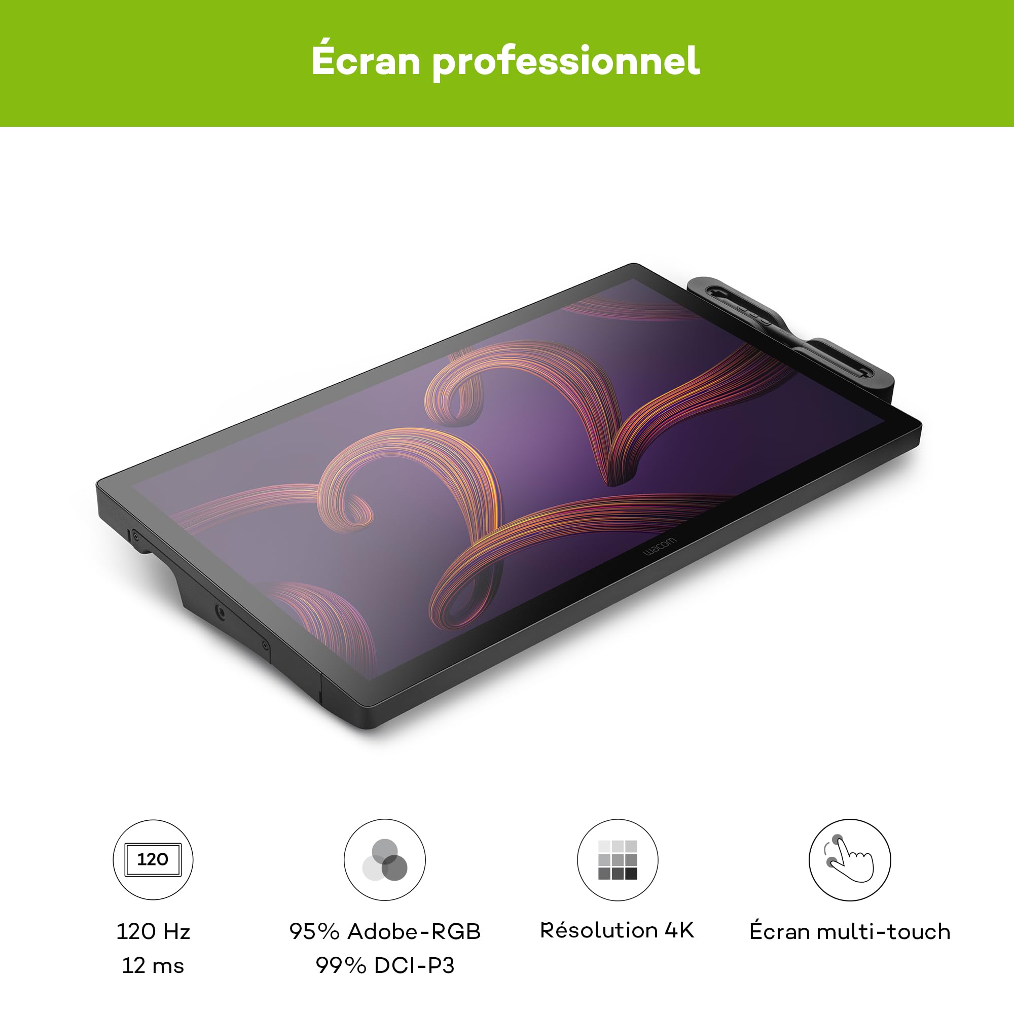 Wacom Cintiq Pro 22 Tablette Graphique sans Socle (résolution 4K, écran 21,5", 120 Hz, Prise en Charge HDR Gamma, Pantone Validated, 95% de l’Adobe RGB, Stylet Wacom Pro Pen 3, Saisie Multi-Touch)