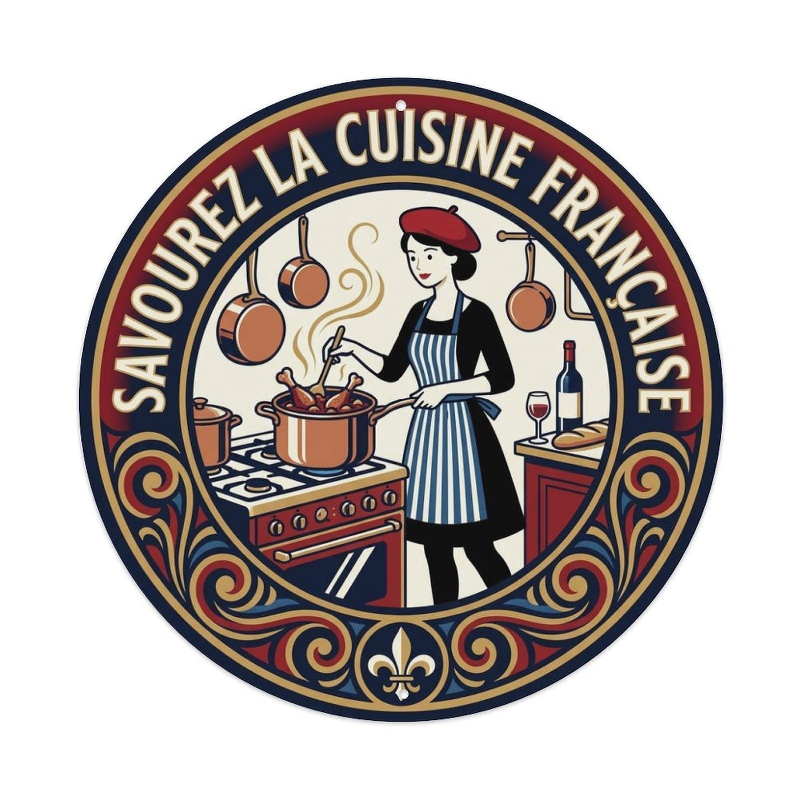 French Travel Food Braised Chicken Classic Cooking Metal Tin Sign