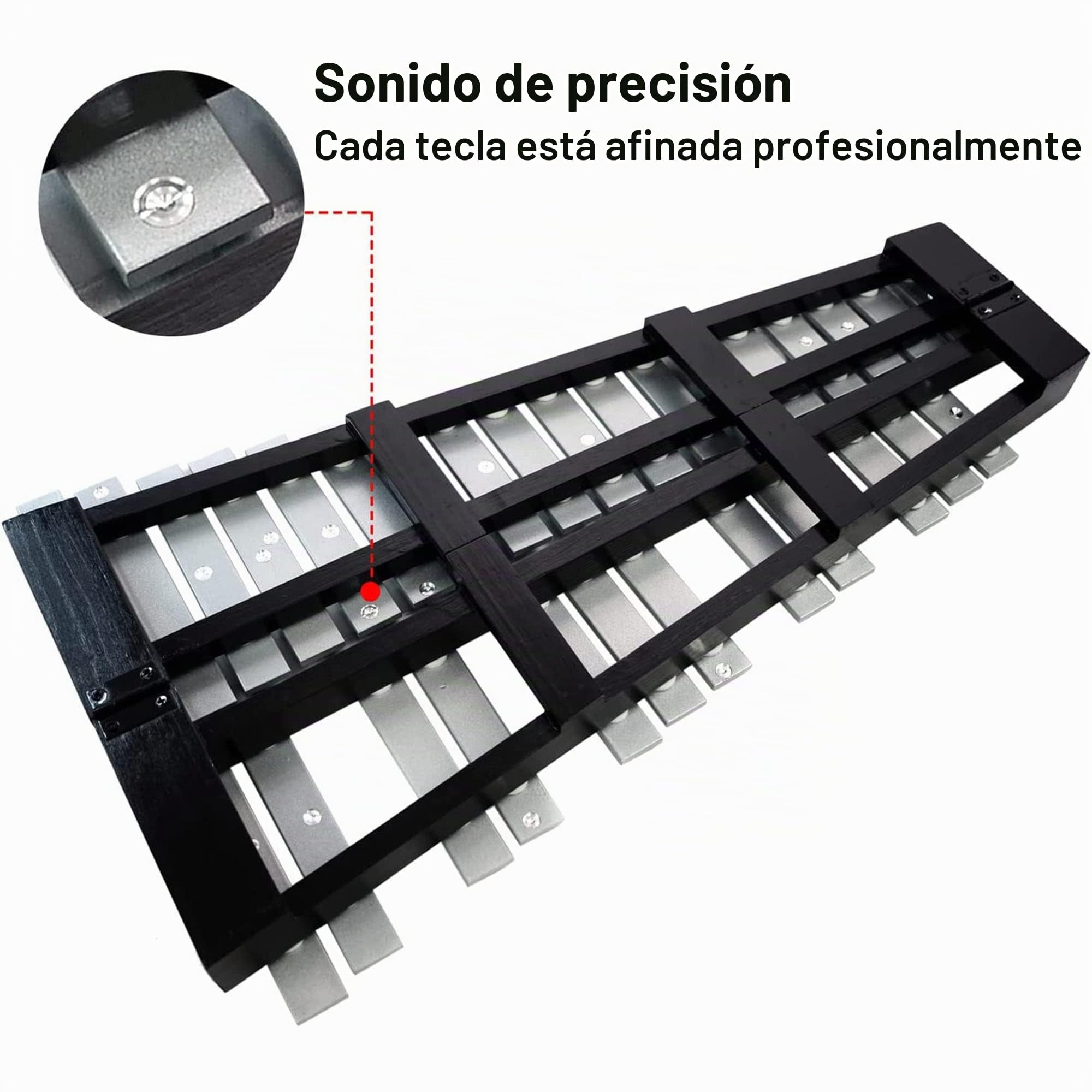 OUUTMEE metalofono Carillón de aluminio, 30 notas, xilófono, barras con 2 baquetas, soporte con maletín de almacenamiento