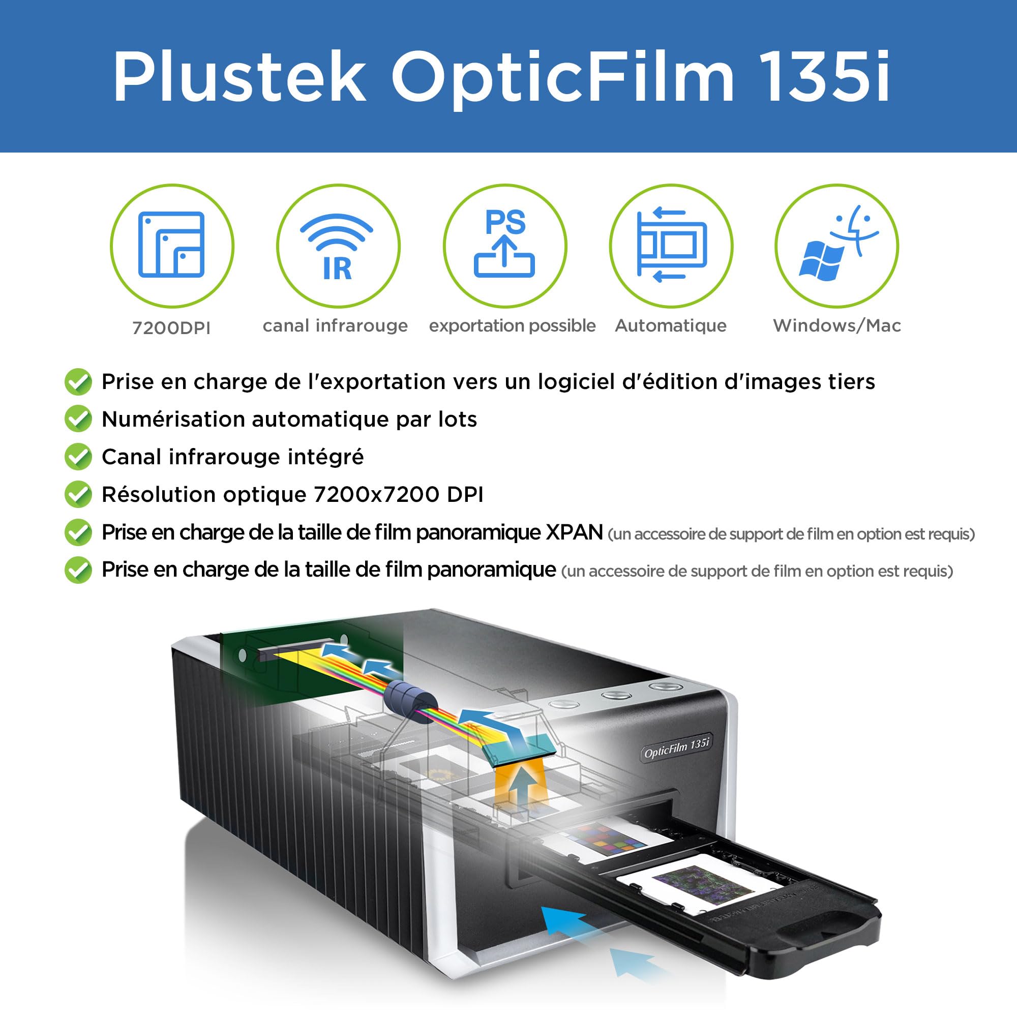Plustek OpticFilm 135i - Scanner de Diapositives et Négatifs 35 mm
