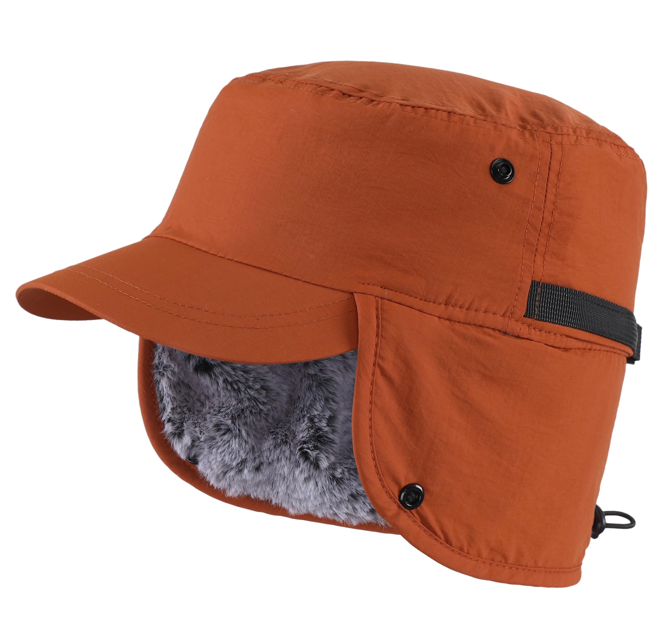 Sponsored Ad - Men's Winter Hat with Visor Warm Earflaps Hat Fully Lined Faux Fur Baseball Cap Trapper Hunting Hats