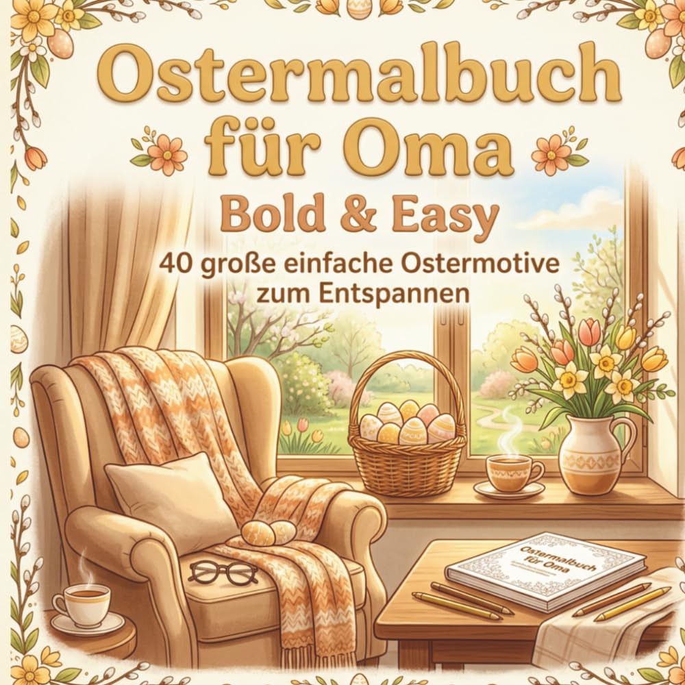 Ostermalbuch für Oma: Bold & Easy | 40 große einfache Ostermotive zum Entspannen