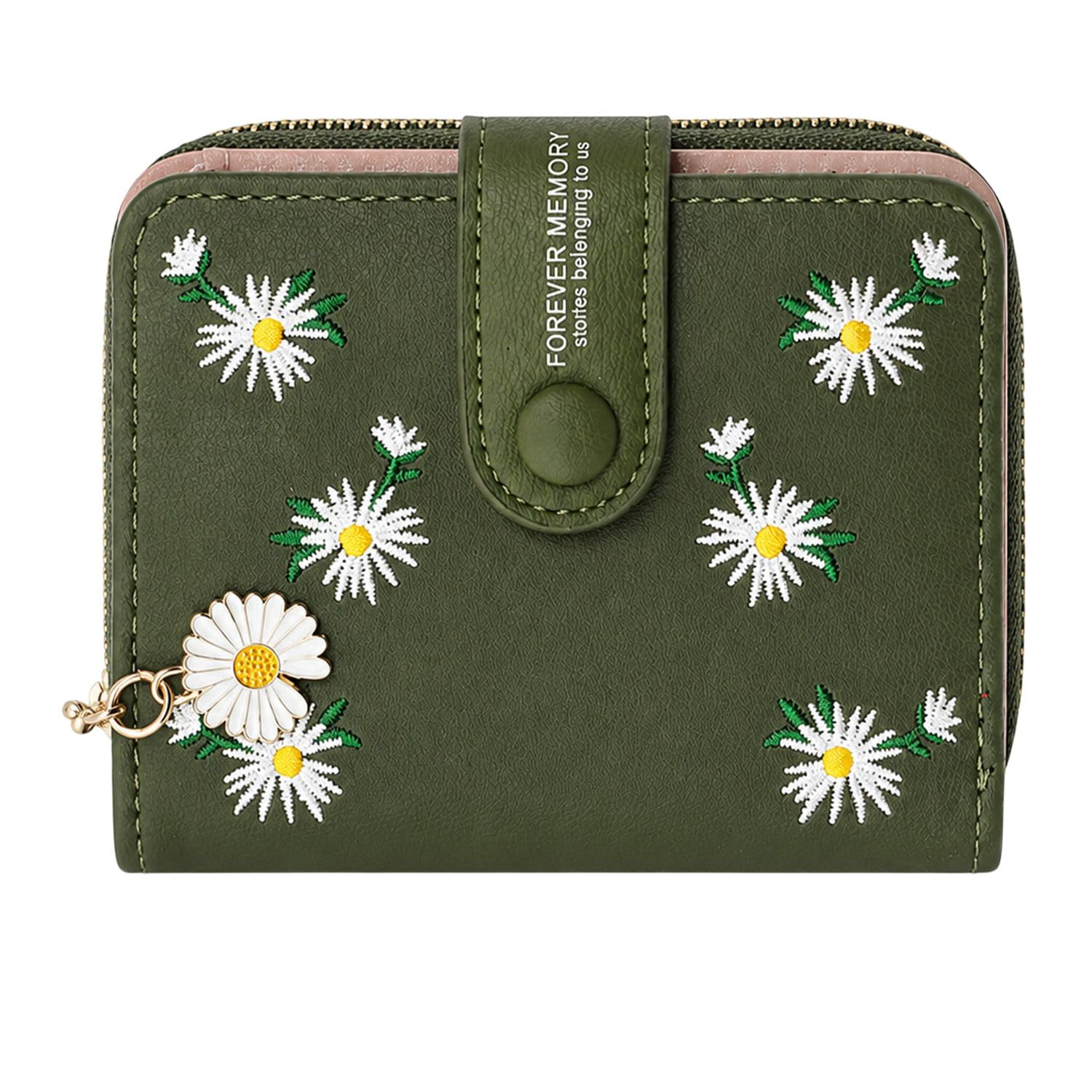 syga Women's Short Zipper Buckle Personalized Wallet Coin & Card Purse(Flower Green)-picture-40