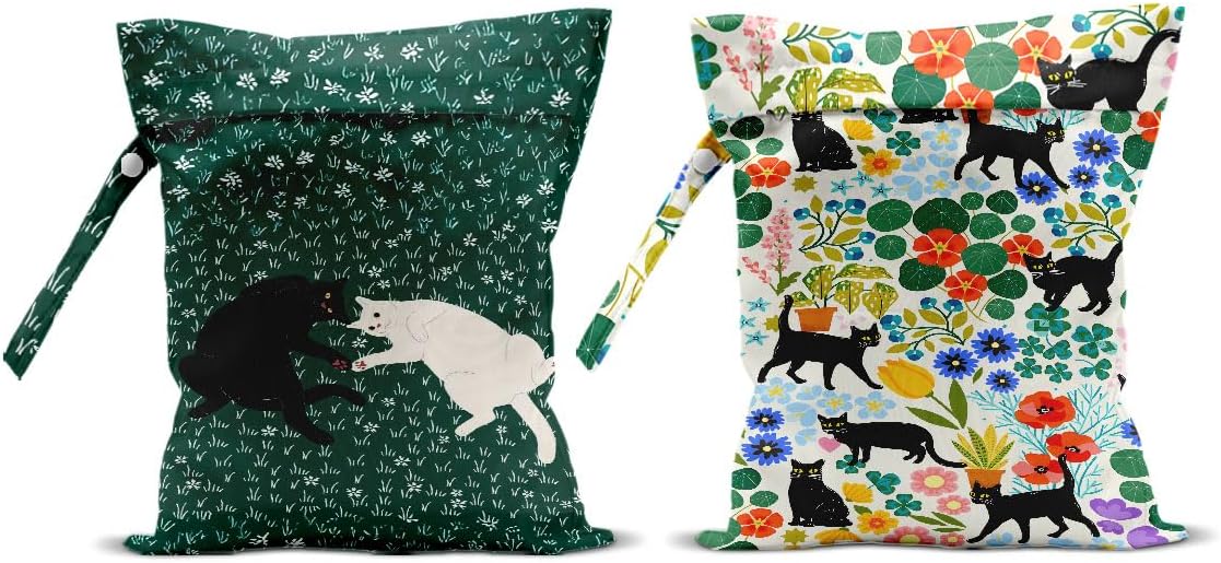 Hanamiya Na 2Pcs Cat Floral Print Wet Bags, Christmas Birthday Gifts