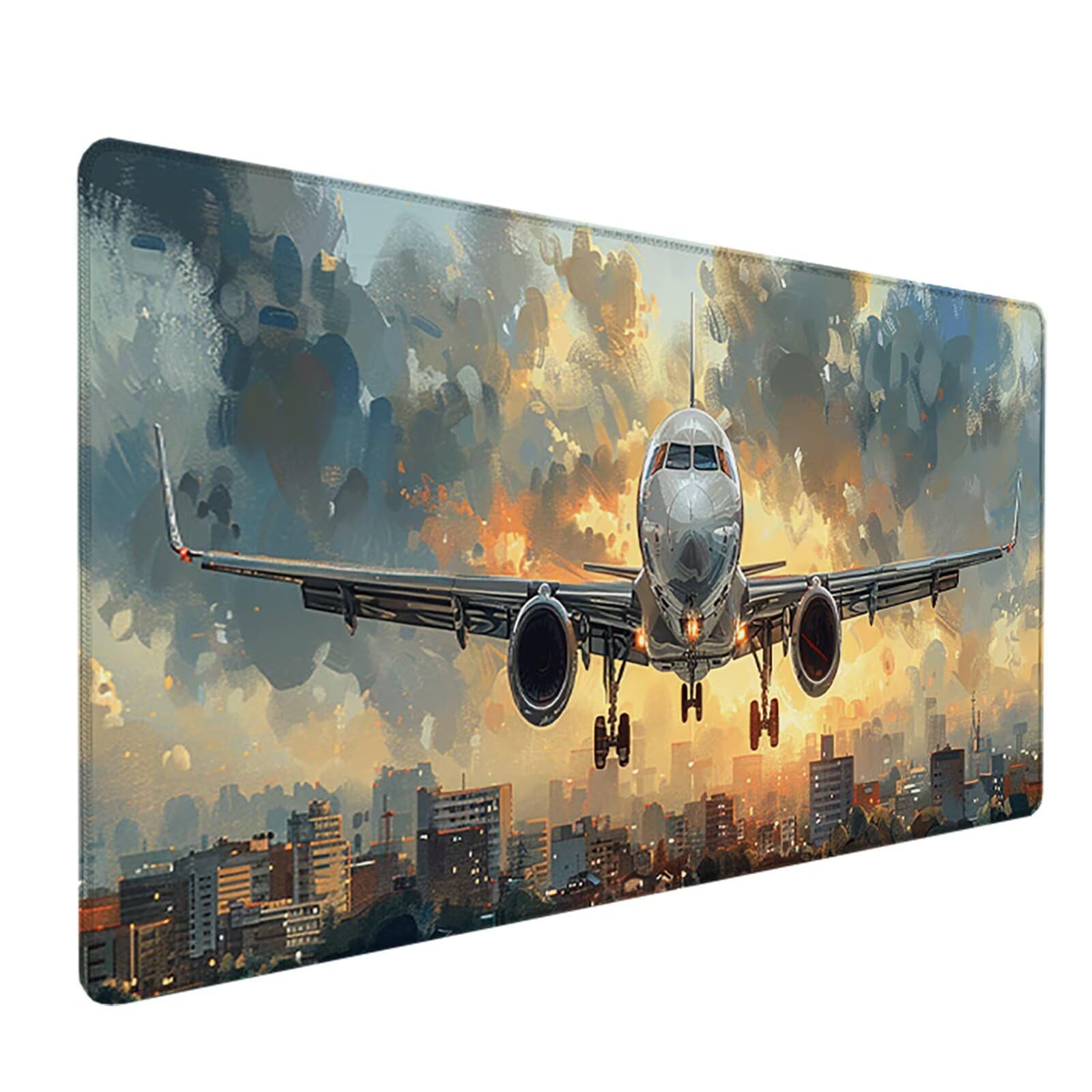 Aereo Tappetino Mouse XXL 1200x600 mm Tappetino Mouse Giallo Gomma Antiscivolo Sottomano Scrivania, Migliora Precisione e Velocità Mouse Pad per Ufficio Gaming Accessori Scrivania, Regalo Uomo, 9-7
