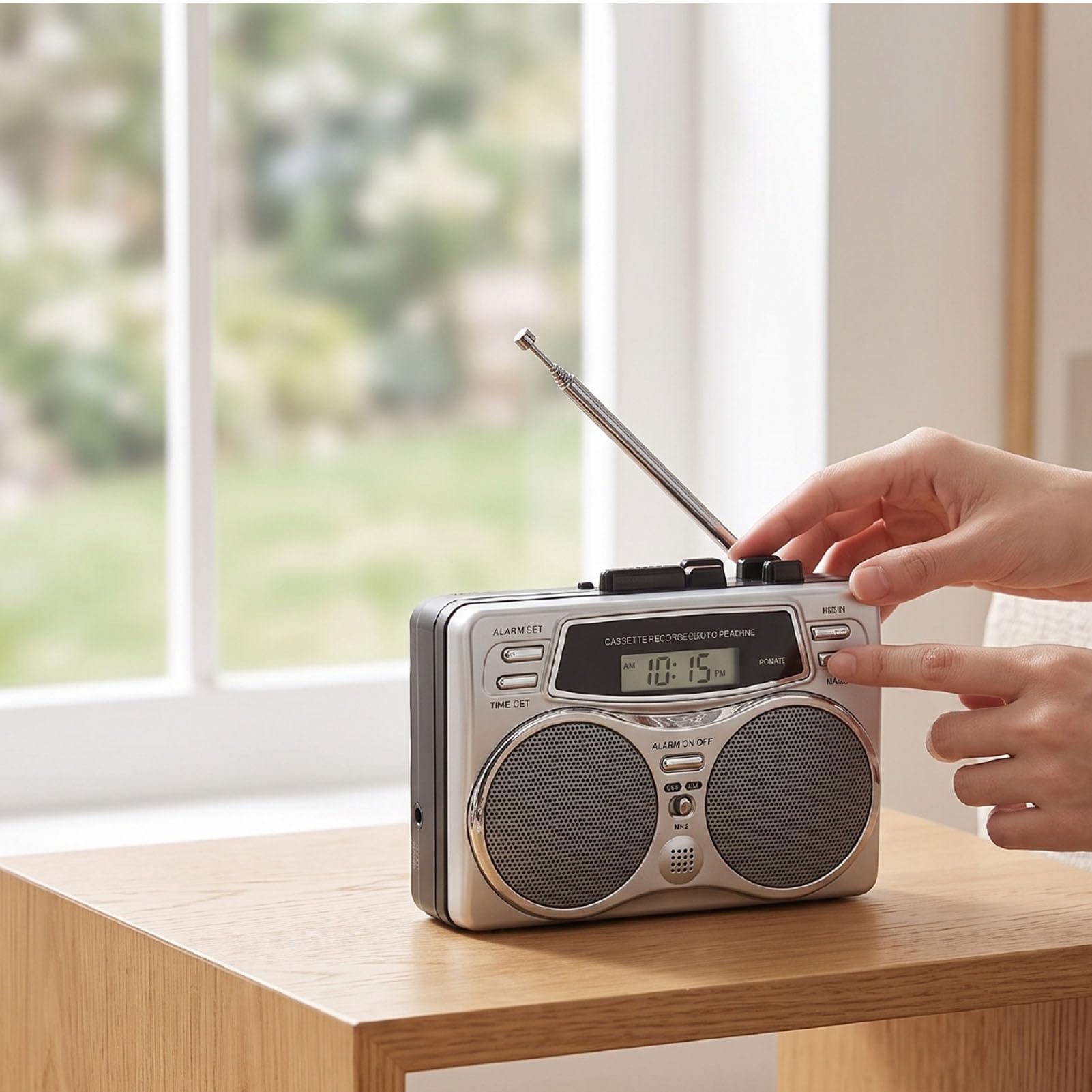 Przenośny Magnetofon Kasetowy z Radiem AM FM | Automatyczne Zatrzymanie/cofanie, Wbudowany Głośnik, Wyświetlacz LED, Zegar/alarm, Słuchawki 3,5 Mm, Przenośny Odtwarzacz