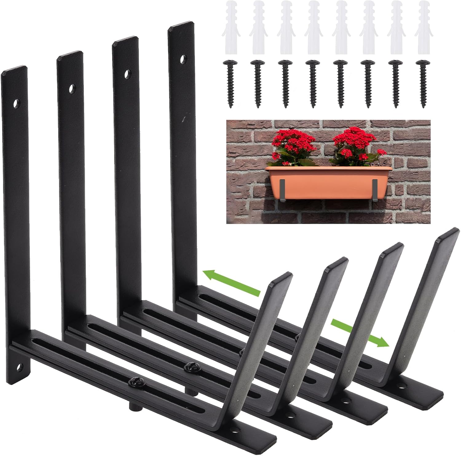 LANMIERT Window Box Brackets, 4 Pcs Universal Adjustable