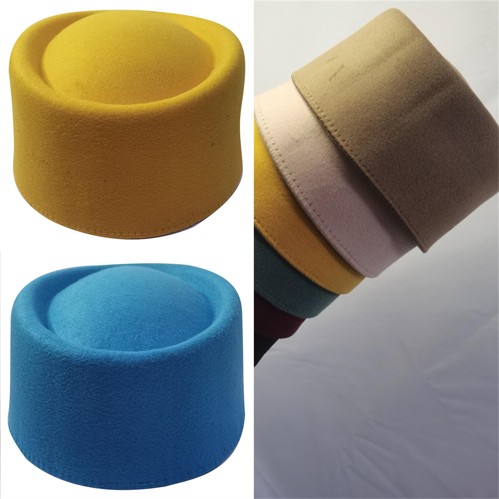 Greabuy Sombrero de pastillero para mujer, estilo informal, estilo occidental, fedoras