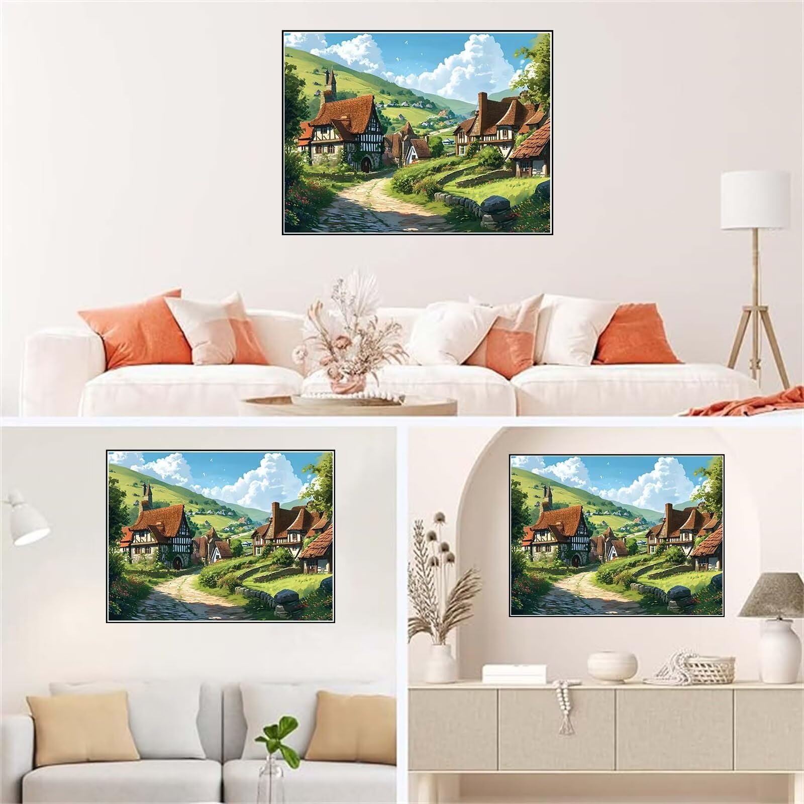 Dipingere con i Numeri Villaggio Yacht Yacht Quadri da Dipingere Numerati, Paint by Numbers Adulti, Colorare con i Numeri Kit Pittura Bambini con Pennelli Pigmento Acrilico Pittura 110x80cm s-6705