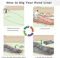 Vista 6 de Revestimiento de estanque de 20 pies × 30 pies, HDPE, forro de estanque negro, forro de estanque de jardín grande, forro flexible para estanques