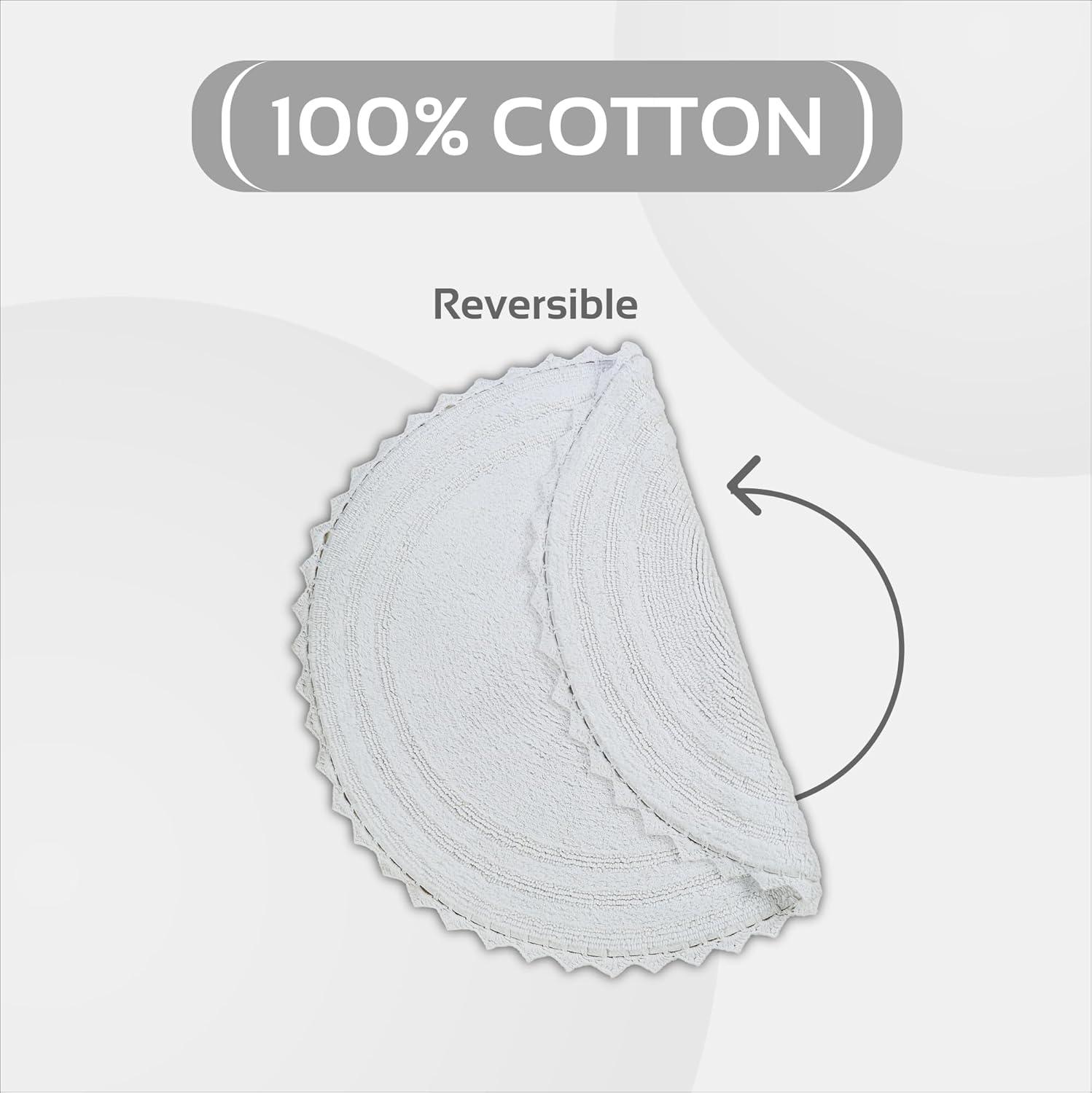 Better Trends Lilly Crochet Round Bath Rugs & Absorbent Bathroom Mat, Reversible Bath Rugs, Bath mats for Bathroom, 100% Cotton Bathmats Washable - 24", White Round Rug