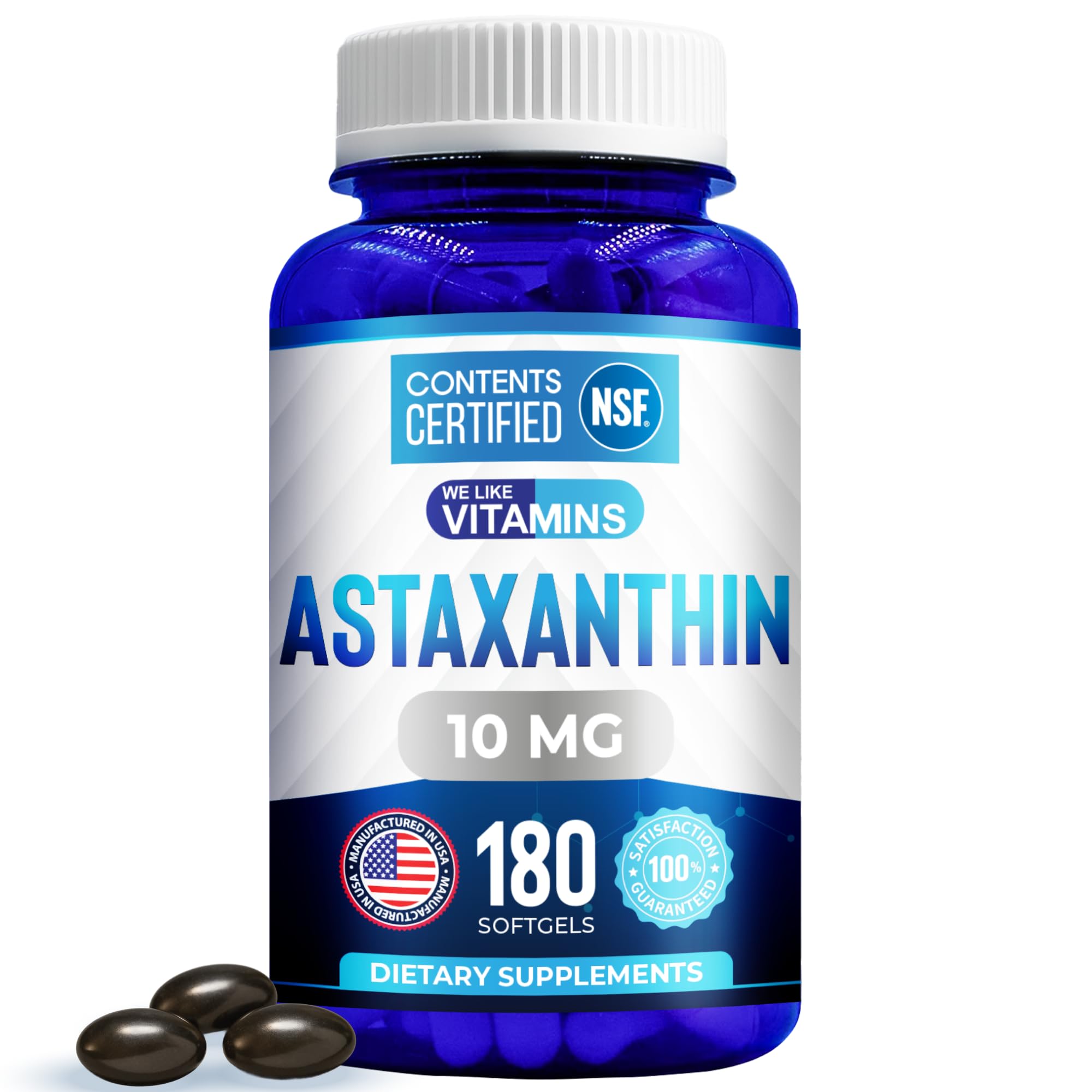 We Like Vitamins Astaxanthin 10mg - 180 Capsules - (Non GMO & Gluten Free)-image-26