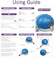 Vista 7 de Interactive Cat Toys Ball for Indoor Cats Fast Rolling on Carpet, Chirping & Motion Activate Cat Toys (Blue)